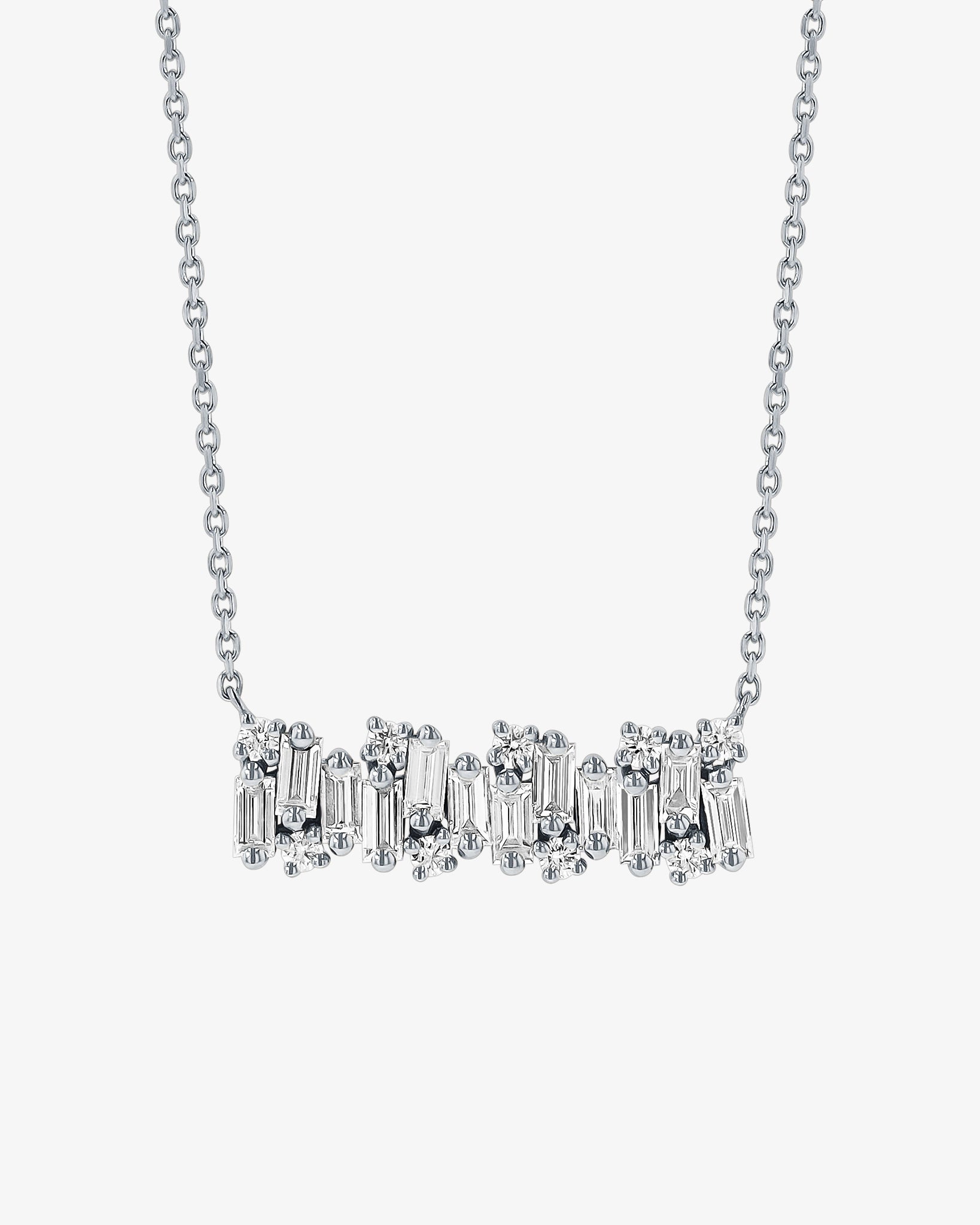 Suzanne Kalan Shimmer Diamond Bar Pendant in 18k white gold