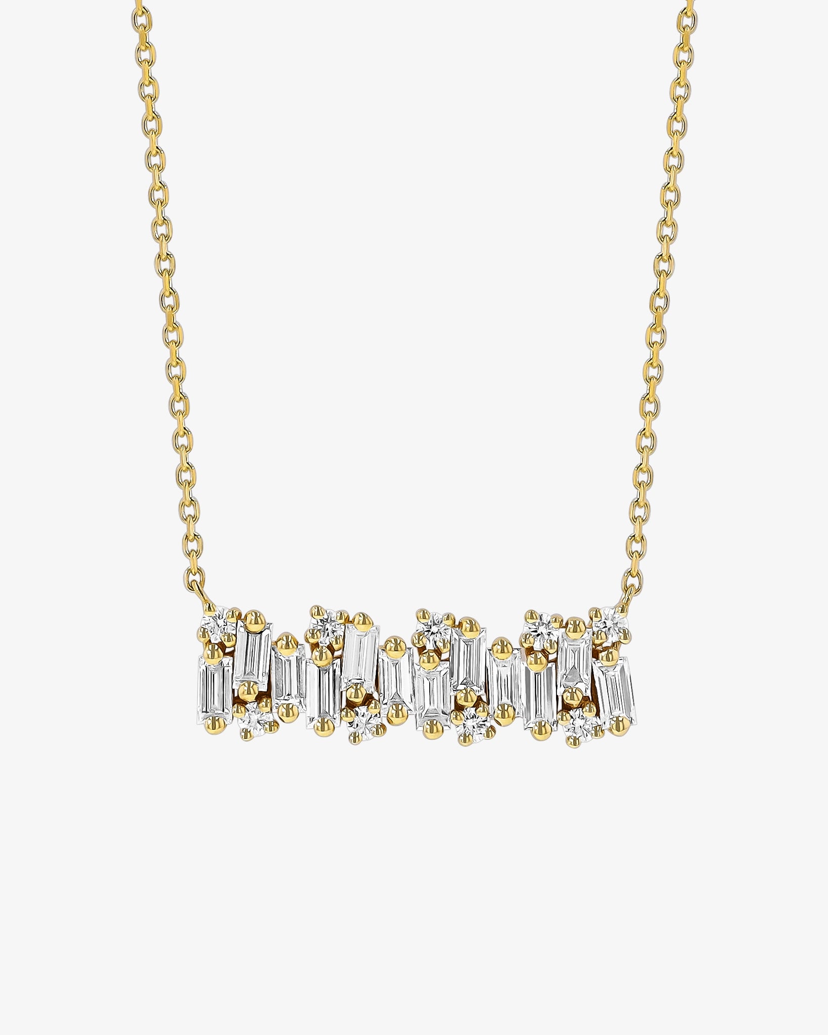 Suzanne Kalan Shimmer Diamond Bar Pendant in 18k yellow gold