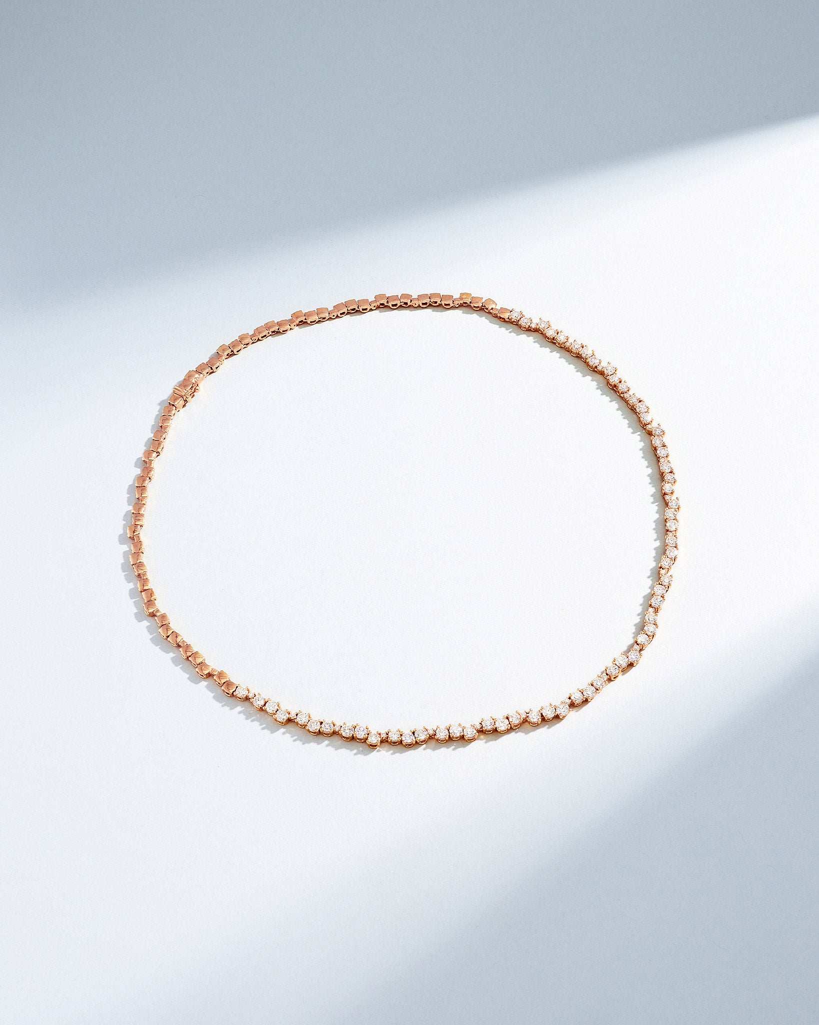 Suzanne Kalan Classic Diamond Round Tennis Necklace in 18k rose gold