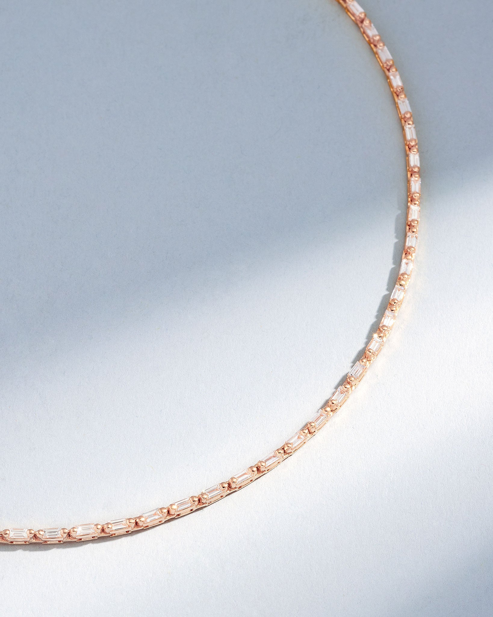 Suzanne Kalan Linear Full Diamond Tennis Necklace in 18k rose gold