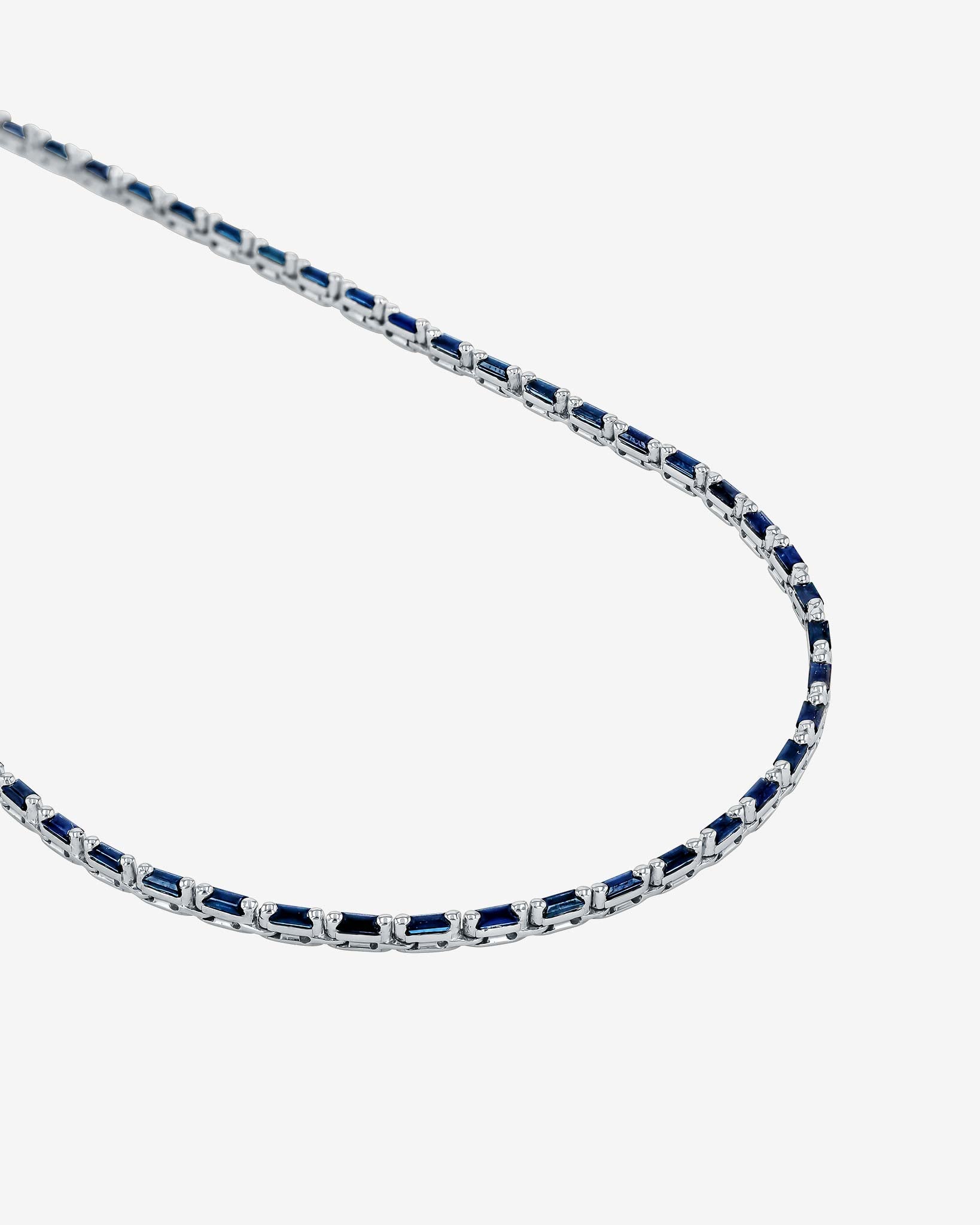 Suzanne Kalan Linear Full Dark Blue Sapphire Tennis Necklace in 18k white gold