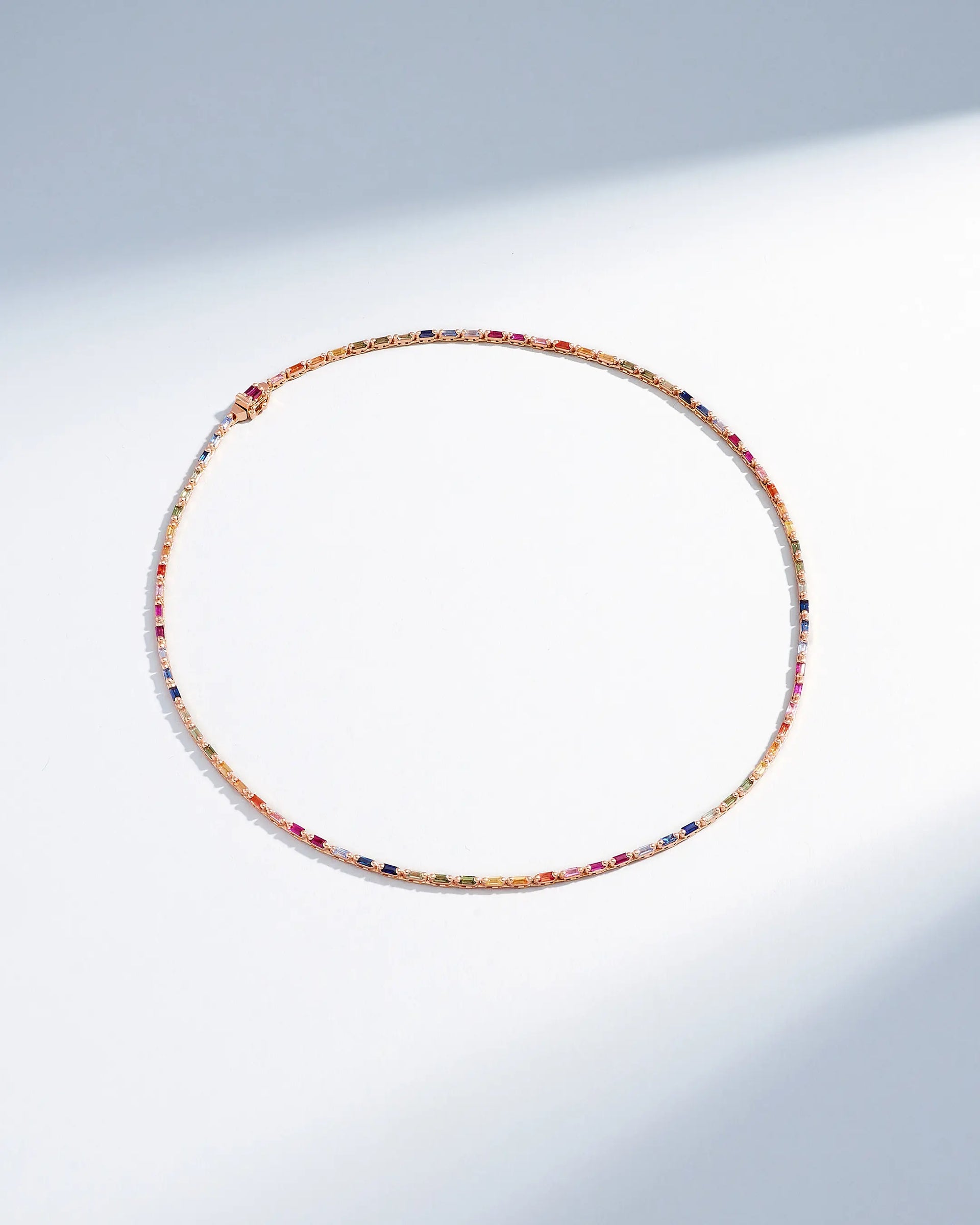 Linear Full Rainbow Sapphire Tennis Necklace | SUZANNE KALAN®