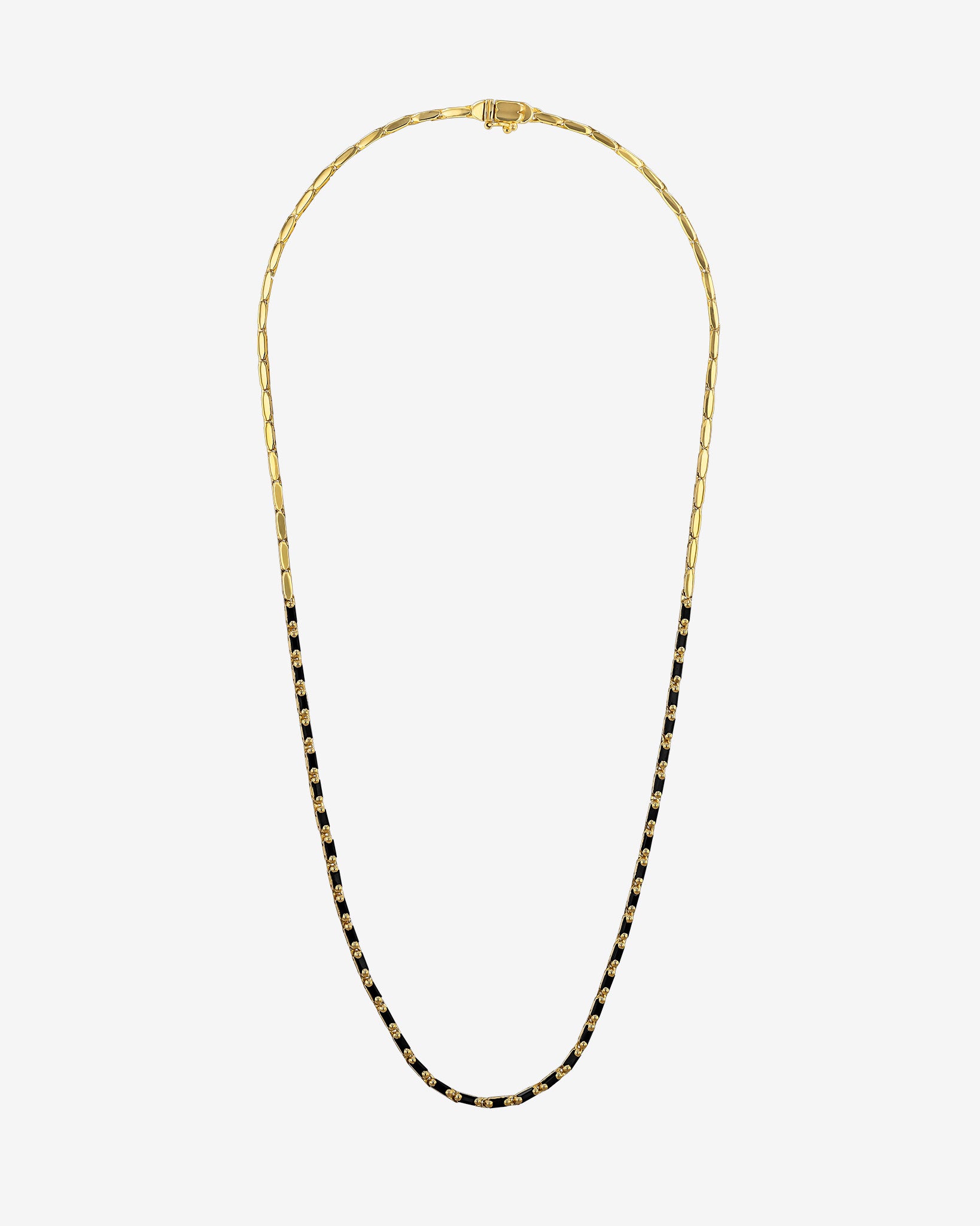 Suzanne Kalan Linear Half Black Sapphire Tennis Necklace in 18k yellow gold