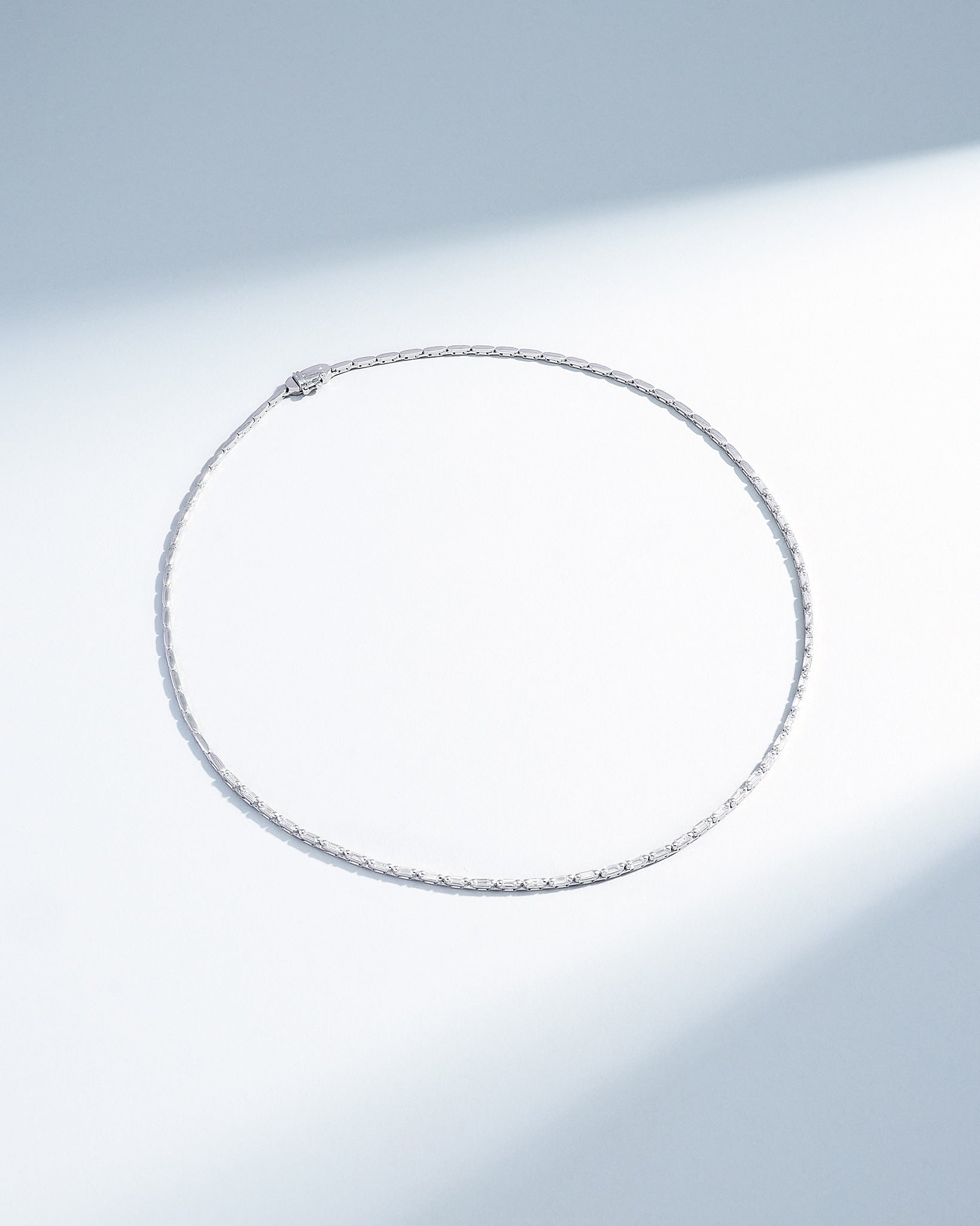 Suzanne Kalan Linear Half Diamond Tennis Necklace in 18k white gold