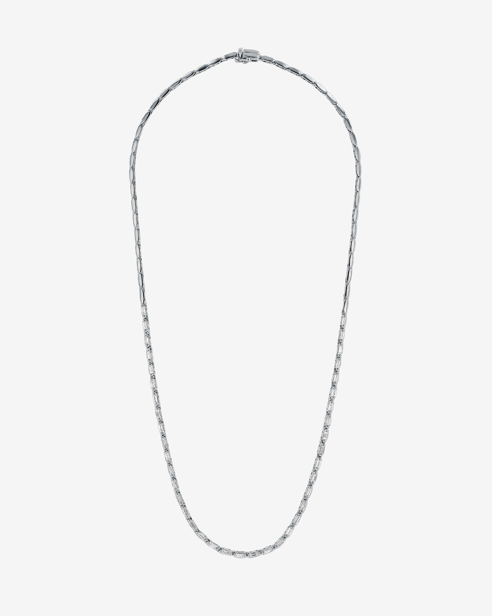 Suzanne Kalan Linear Half Diamond Tennis Necklace in 18k white gold
