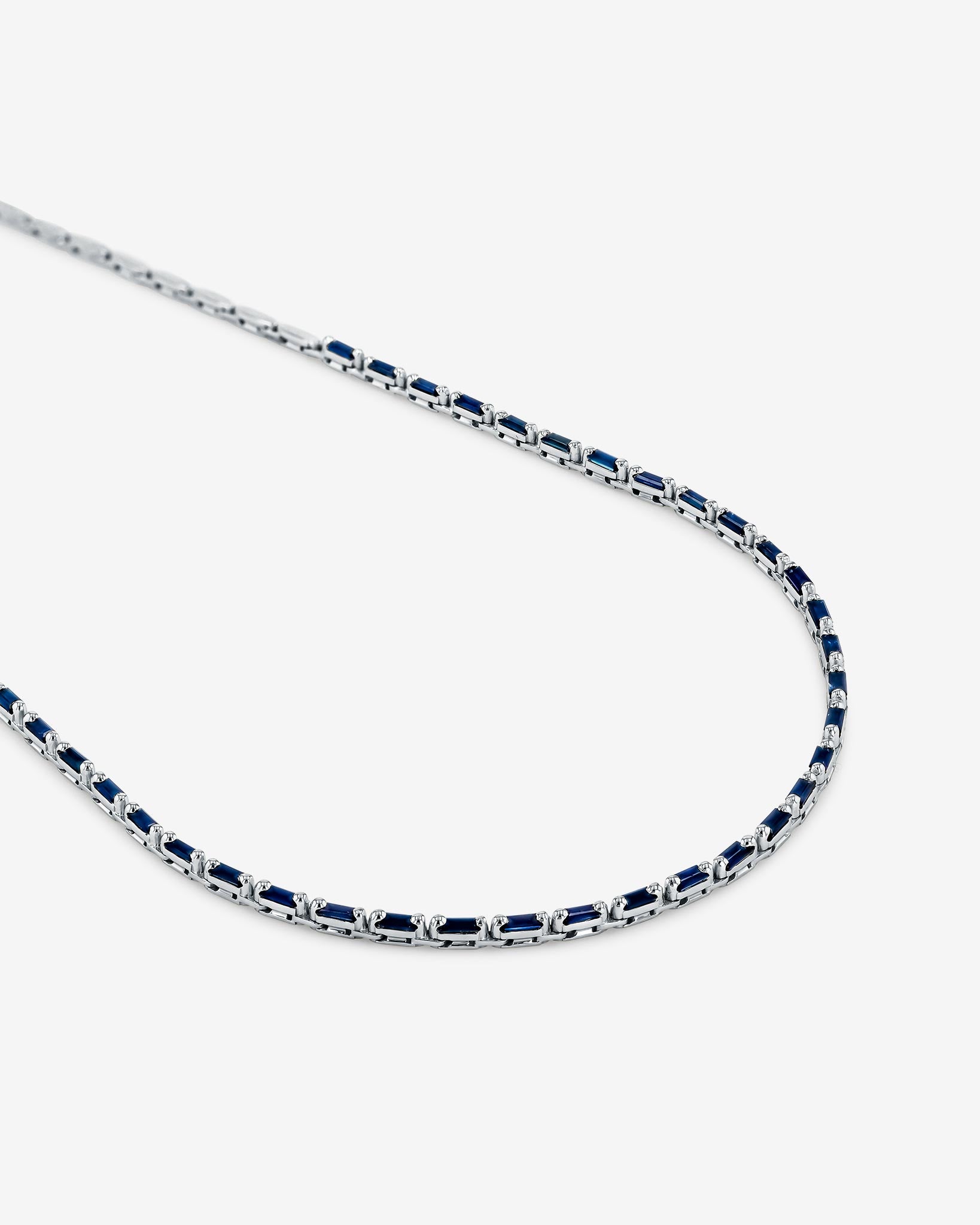 Suzanne Kalan Linear Half Dark Blue Sapphire Tennis Necklace in 18k white gold