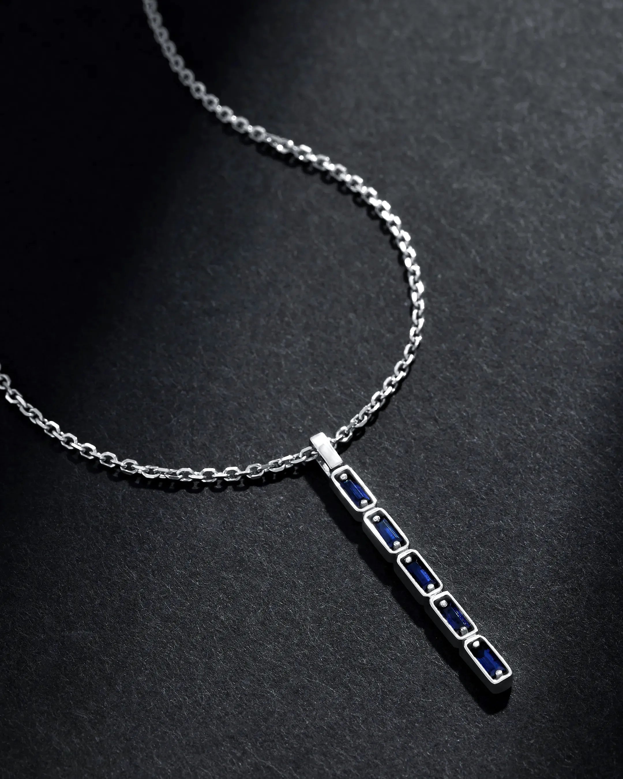 Suzanne Kalan Inlay Dark Blue Sapphire Medium Totem Necklace in 18k white gold