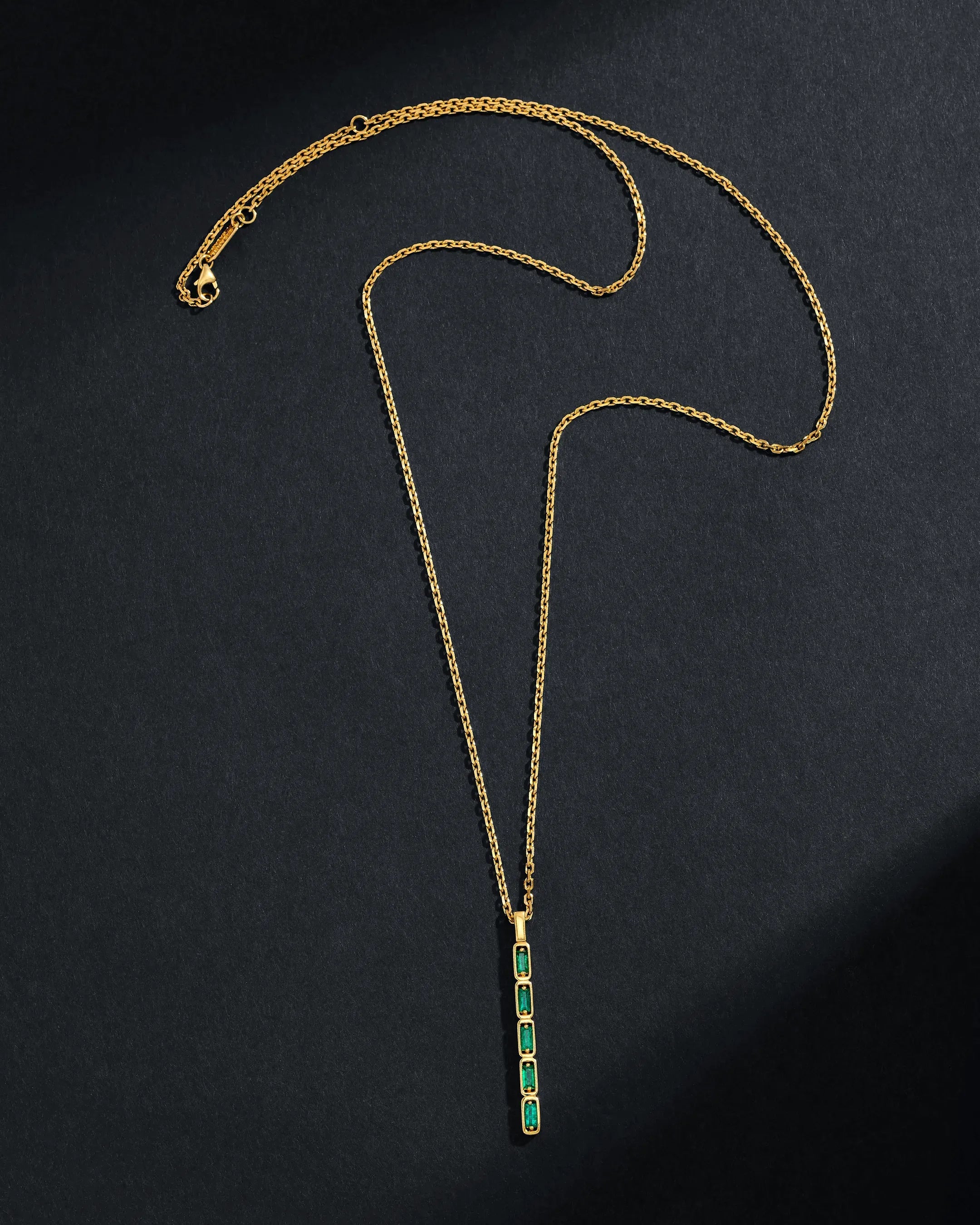Suzanne Kalan Inlay Emerald Medium Totem Necklace in 18k yellow gold