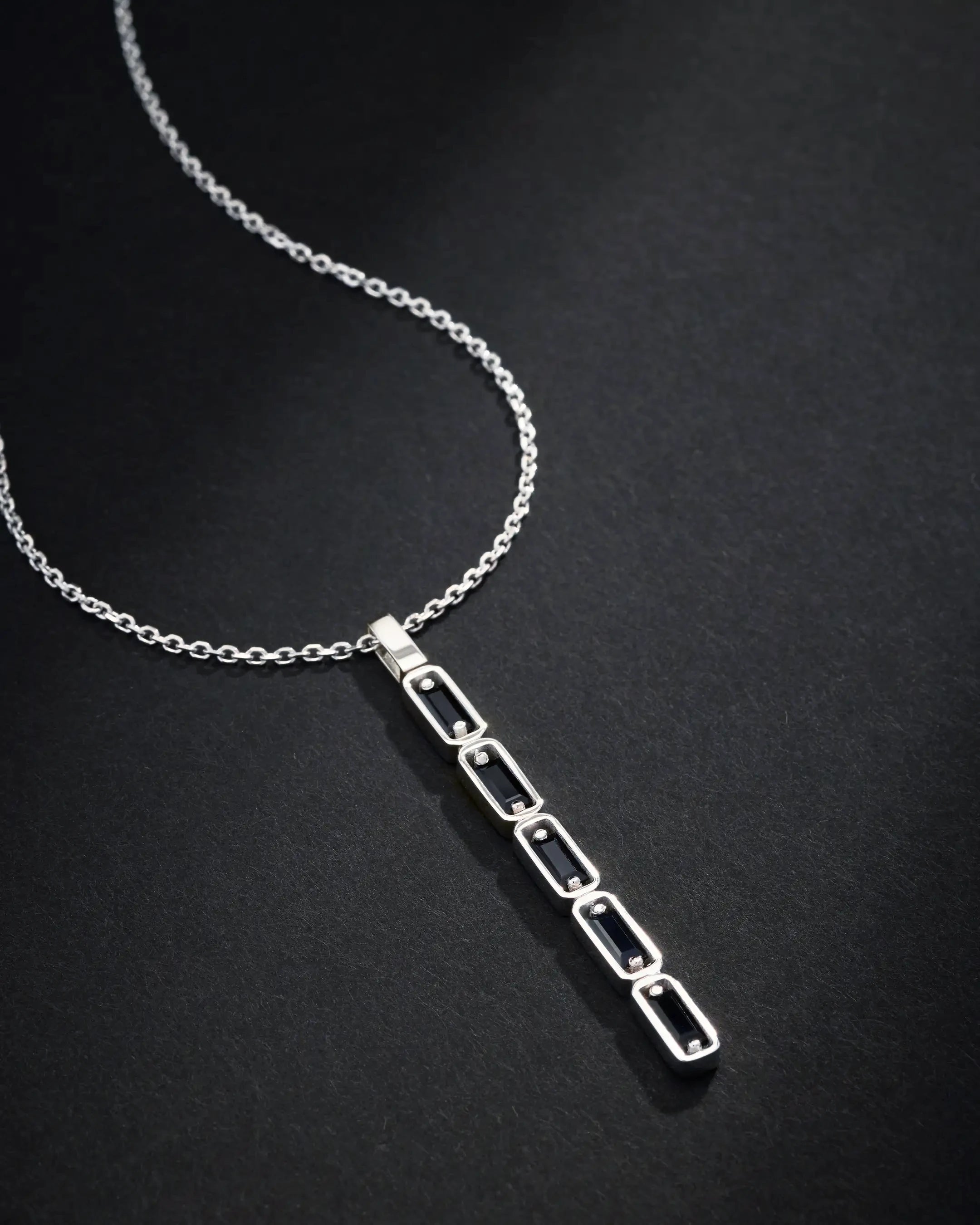 Suzanne Kalan Inlay Black Sapphire Large Totem Necklace in 18k white gold