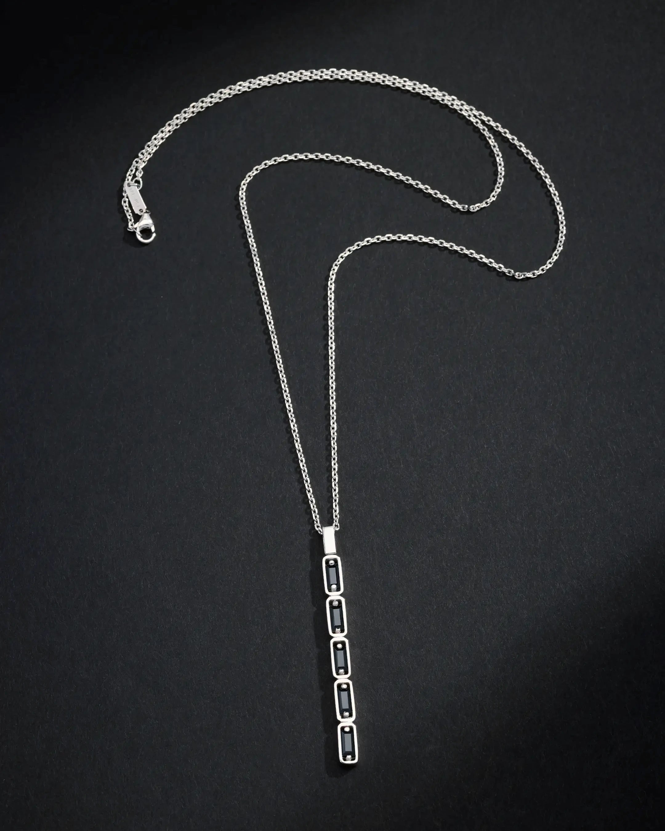 Suzanne Kalan Inlay Black Sapphire Large Totem Necklace in 18k white gold