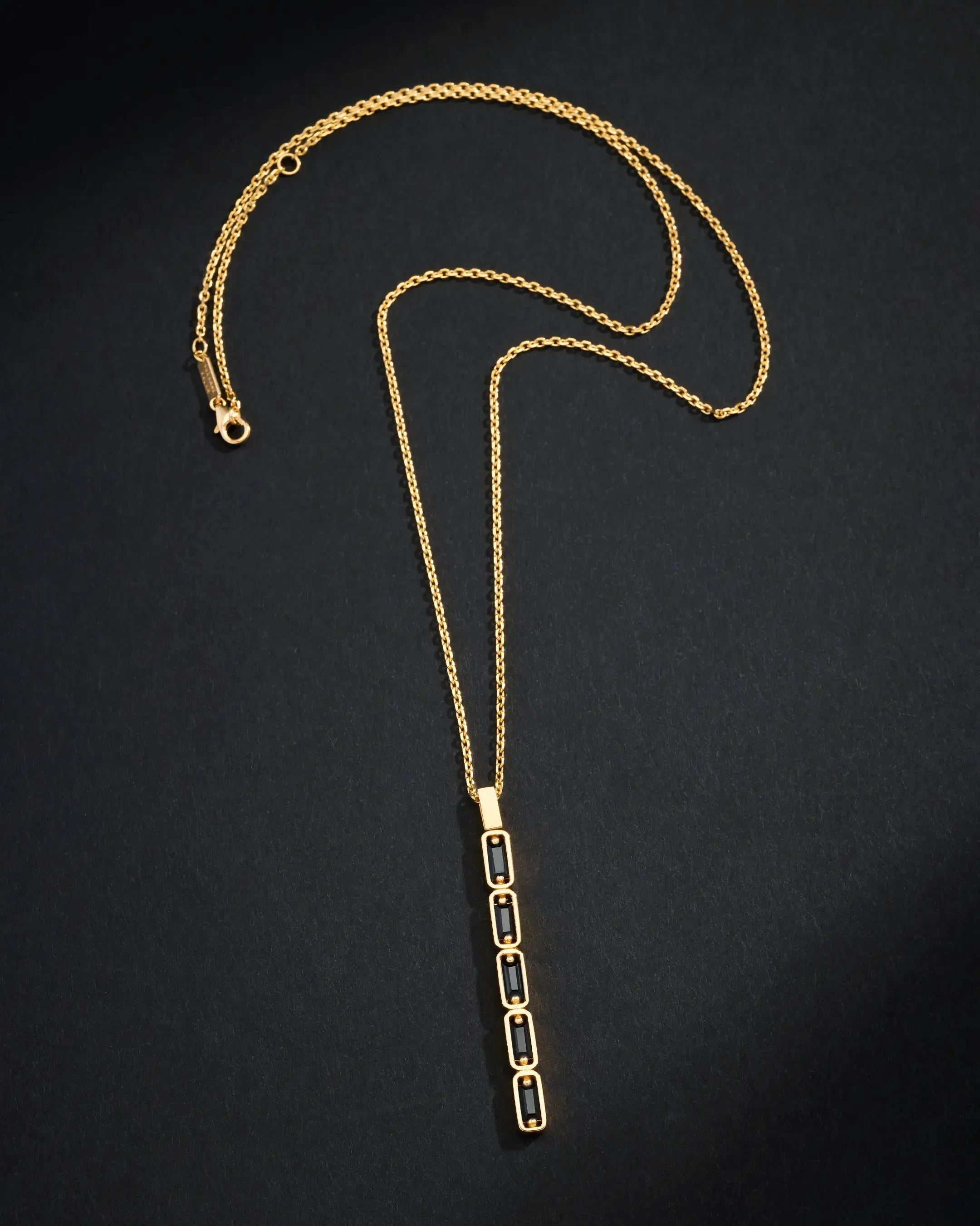 Suzanne Kalan Inlay Black Sapphire Large Totem Necklace in 18k yellow gold