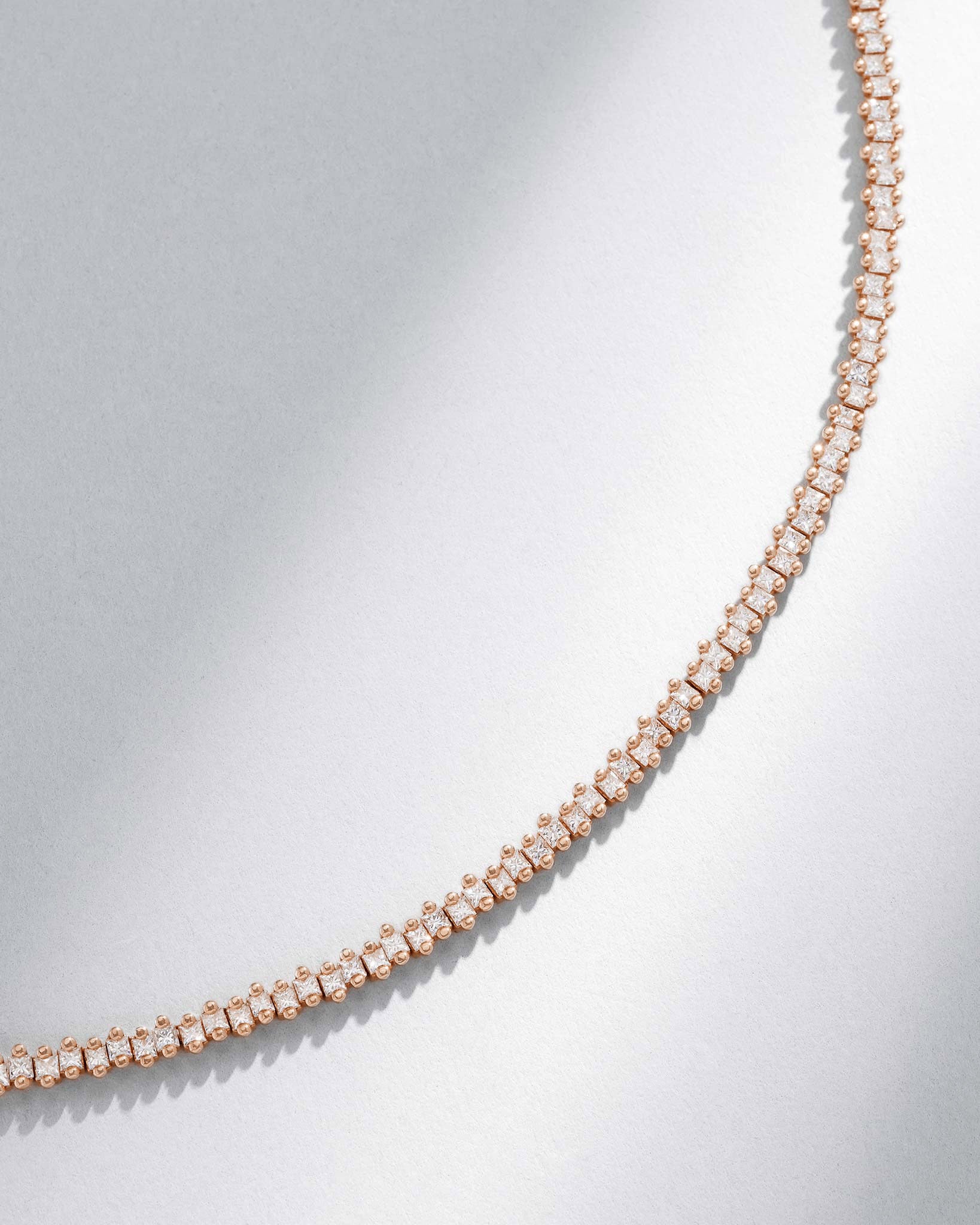 Suzanne Kalan Princess Mini Half Diamond Tennis Necklace in 18k rose gold