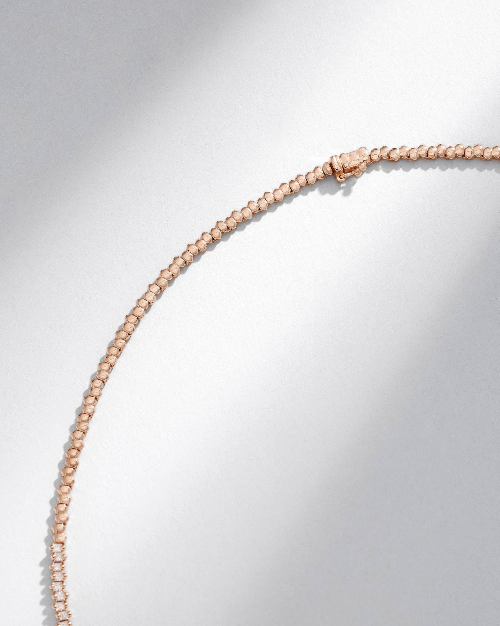 Suzanne Kalan Princess Mini Half Diamond Tennis Necklace in 18k rose gold