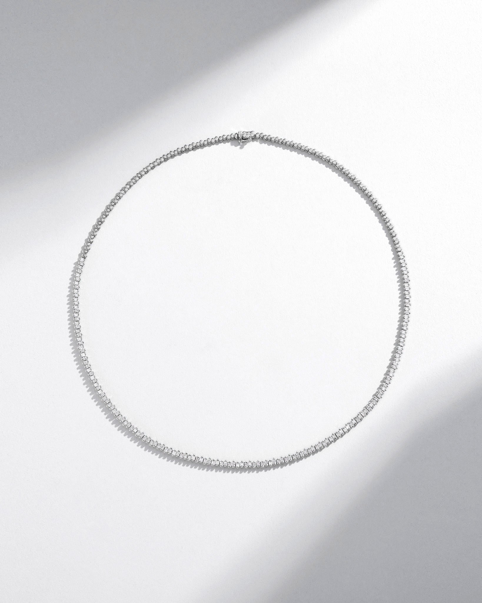 Suzanne Kalan Princess Mini Half Diamond Tennis Necklace in 18k white gold