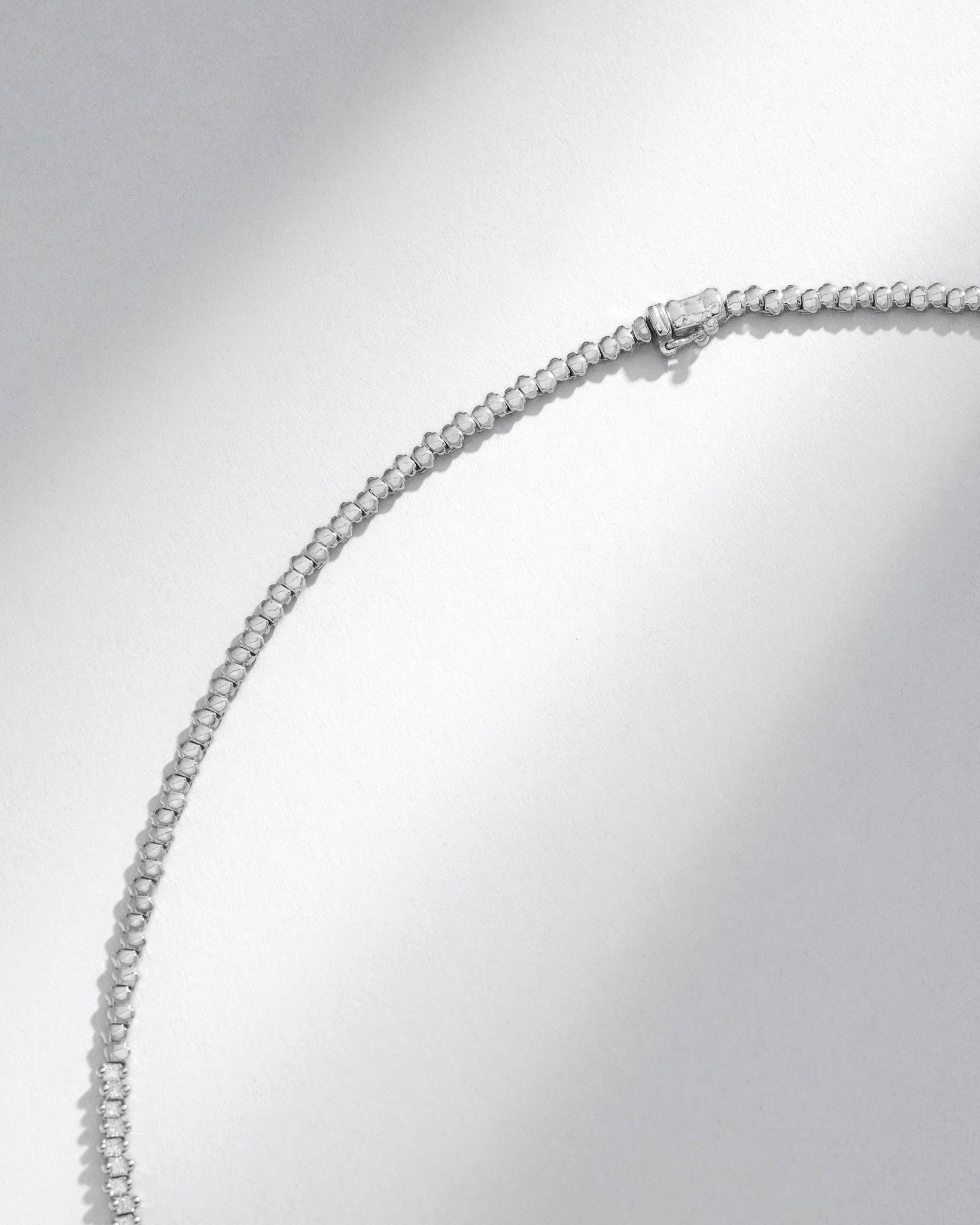 Suzanne Kalan Princess Mini Half Diamond Tennis Necklace in 18k white gold