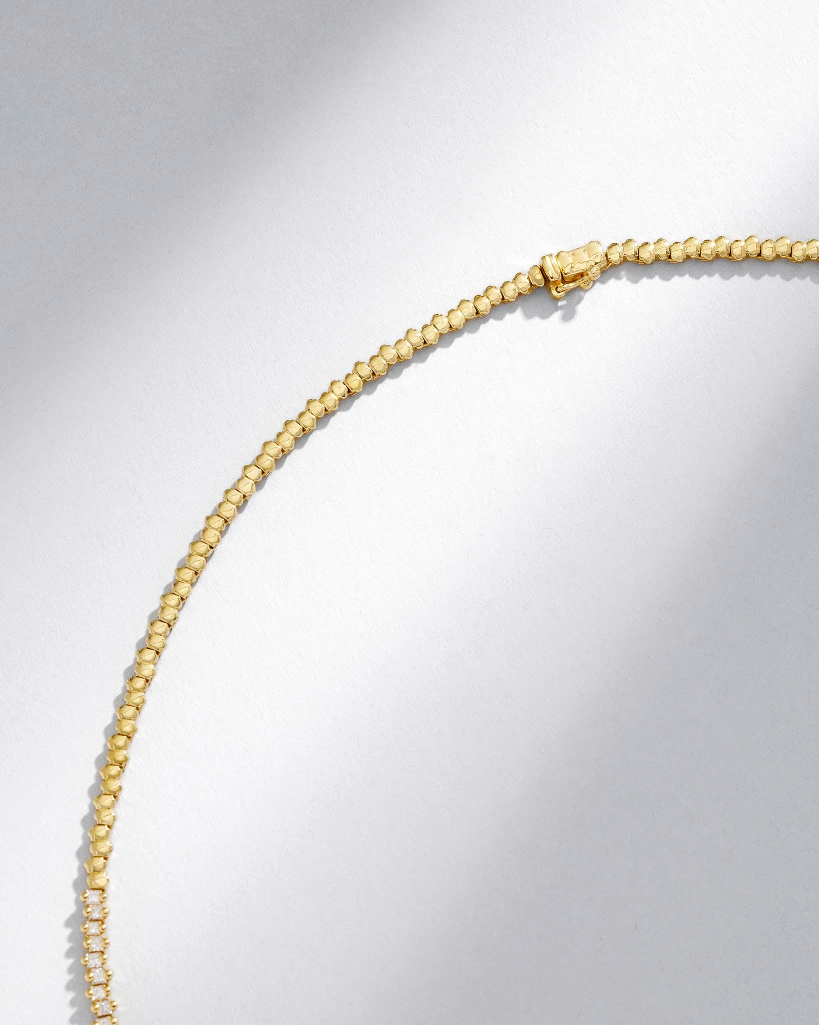 Suzanne Kalan Princess Mini Half Diamond Tennis Necklace in 18k yellow gold