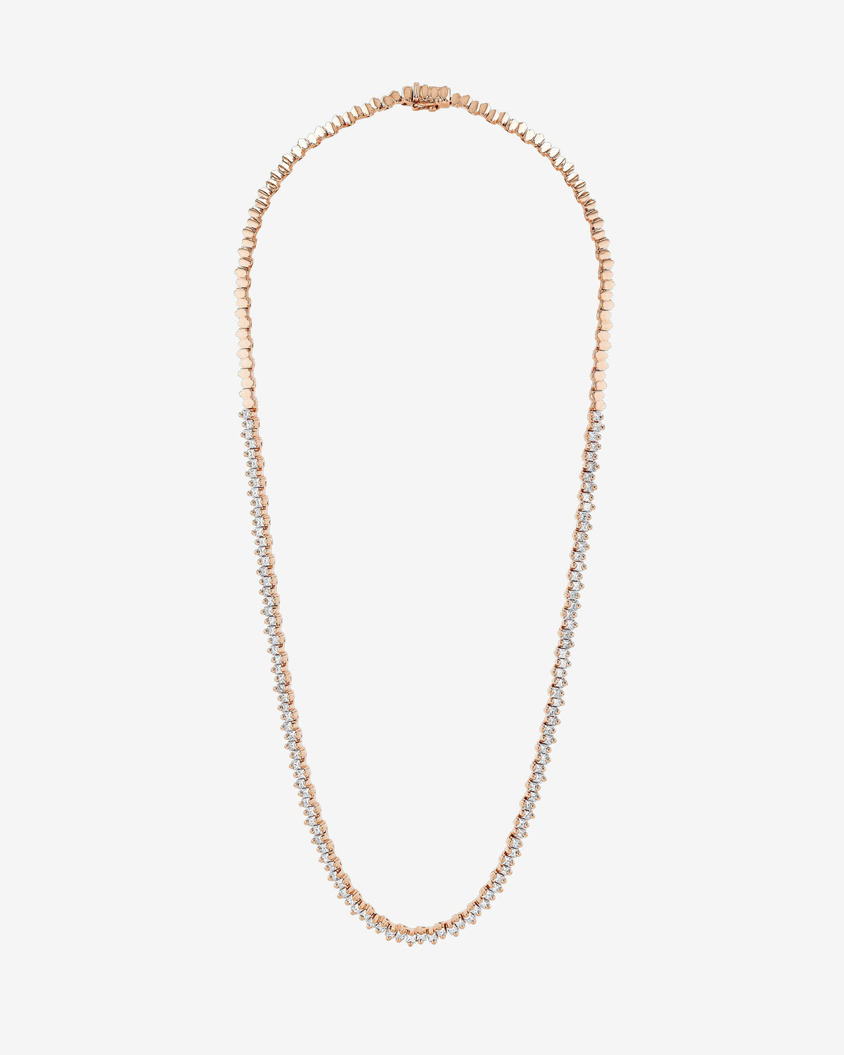 Suzanne Kalan Princess Midi Half Diamond Tennis Necklace in 18k rose gold