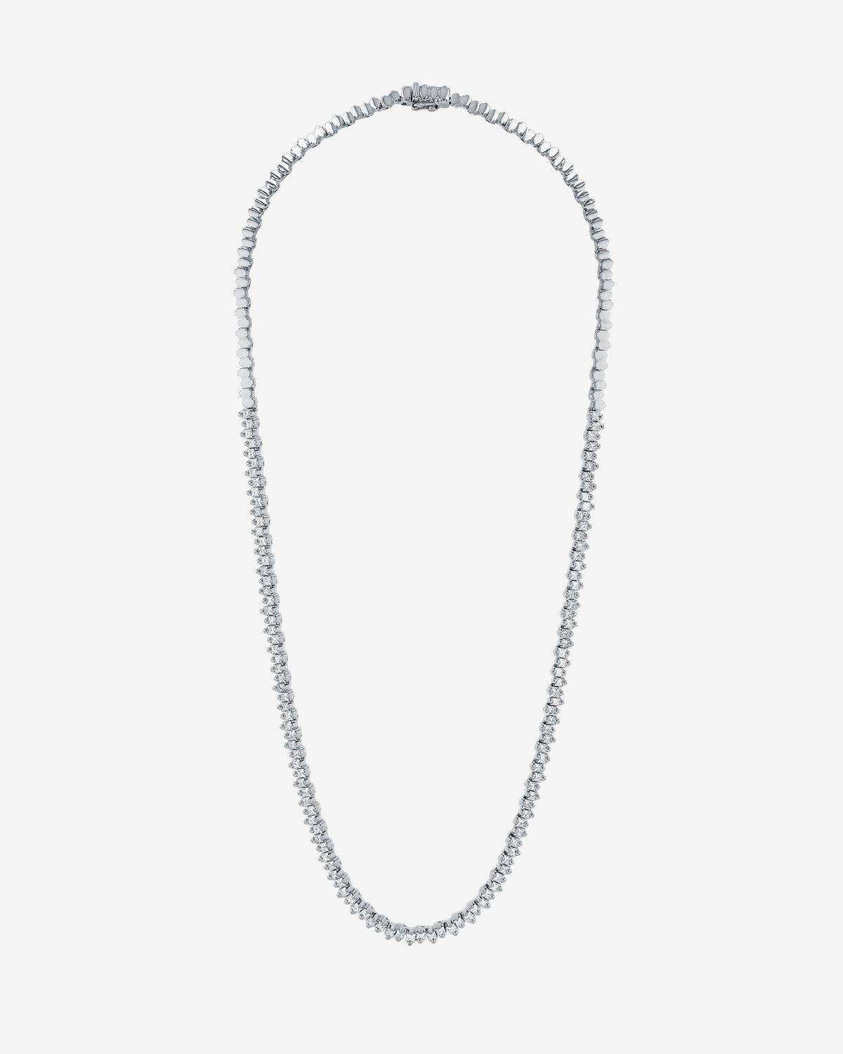 Suzanne Kalan Princess Midi Half Diamond Tennis Necklace in 18k white gold