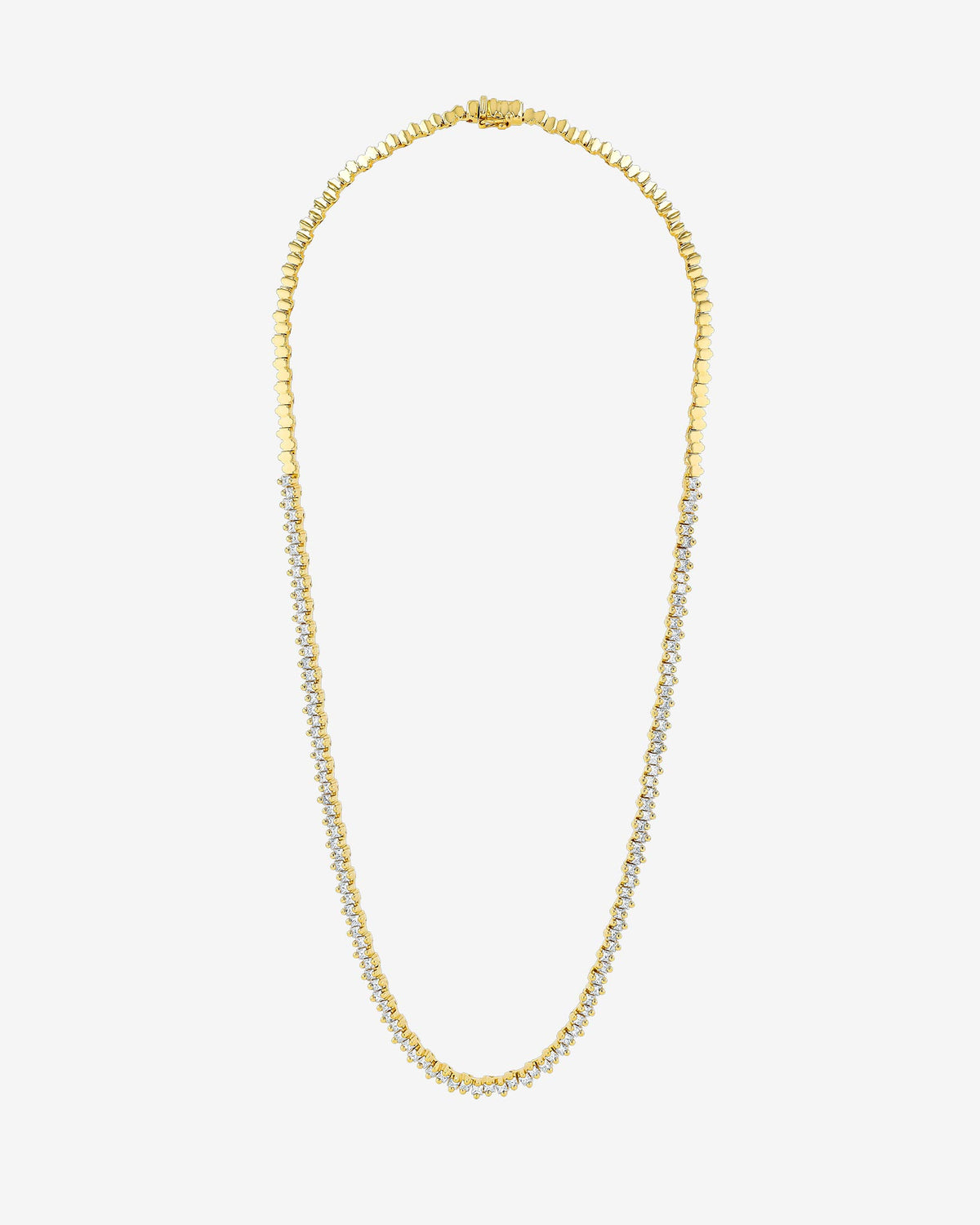 Suzanne Kalan Princess Midi Half Diamond Tennis Necklace in 18k yellow gold