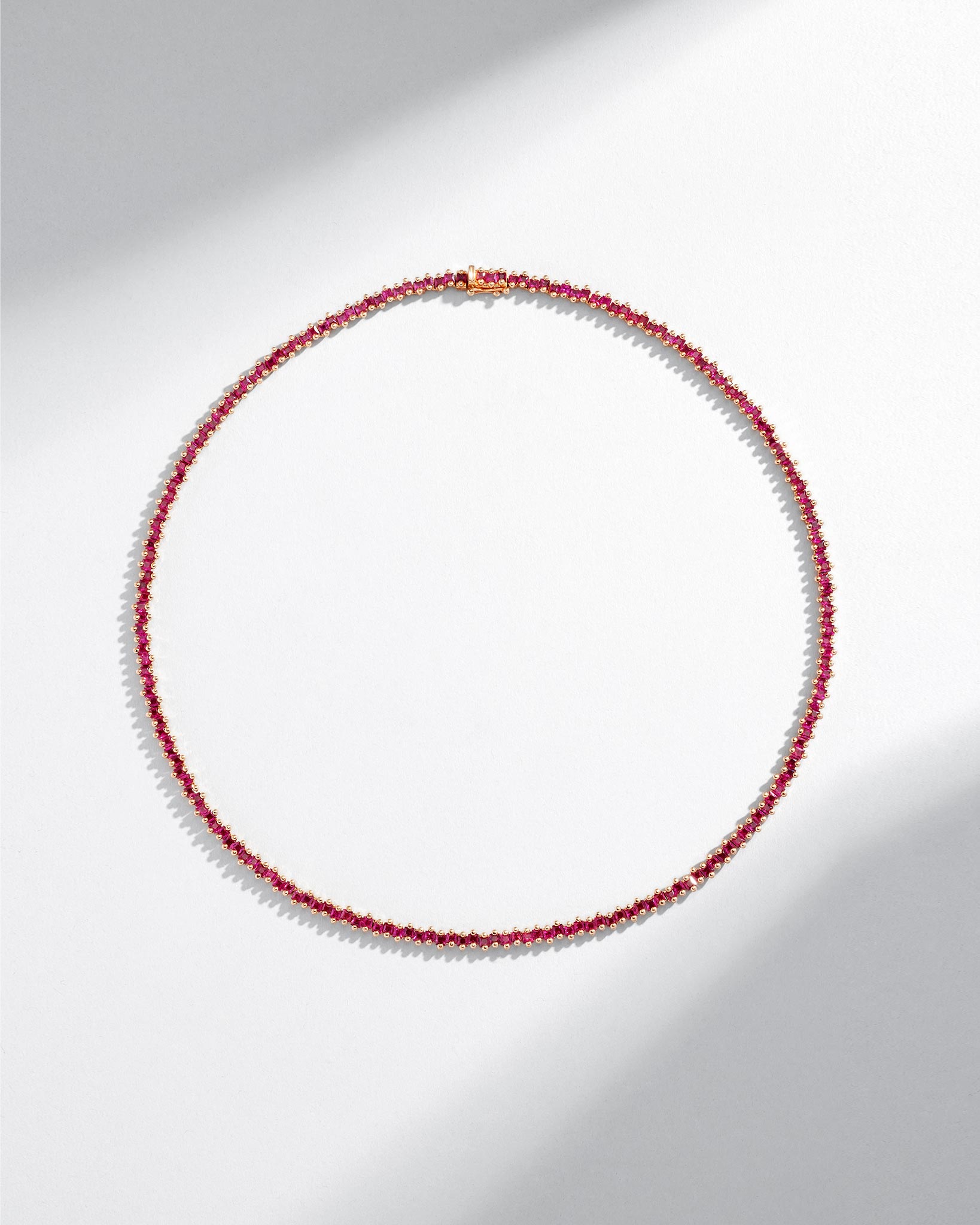 Suzanne Kalan Princess Midi Ruby Tennis Necklace in 18k rose gold