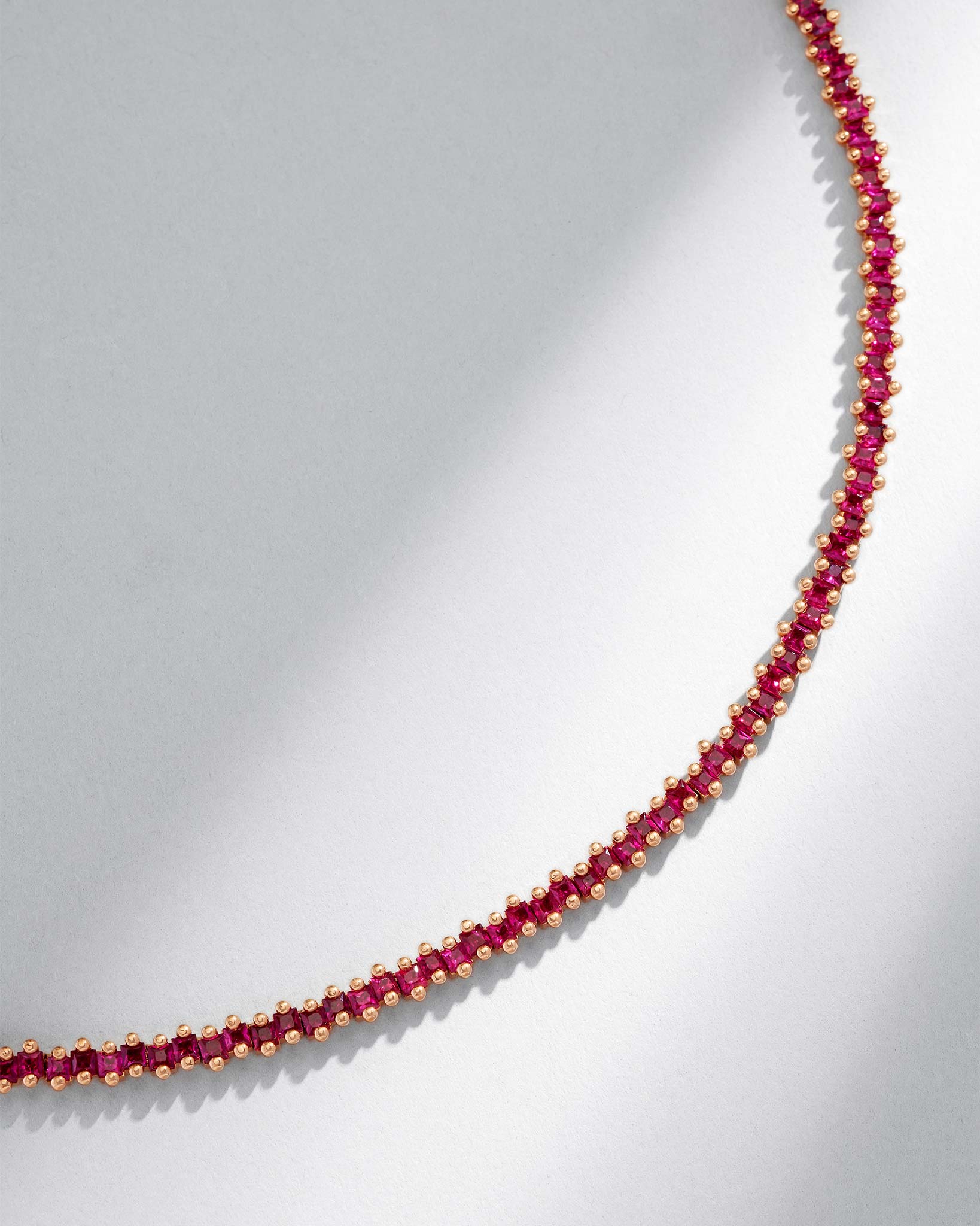 Suzanne Kalan Princess Midi Ruby Tennis Necklace in 18k rose gold