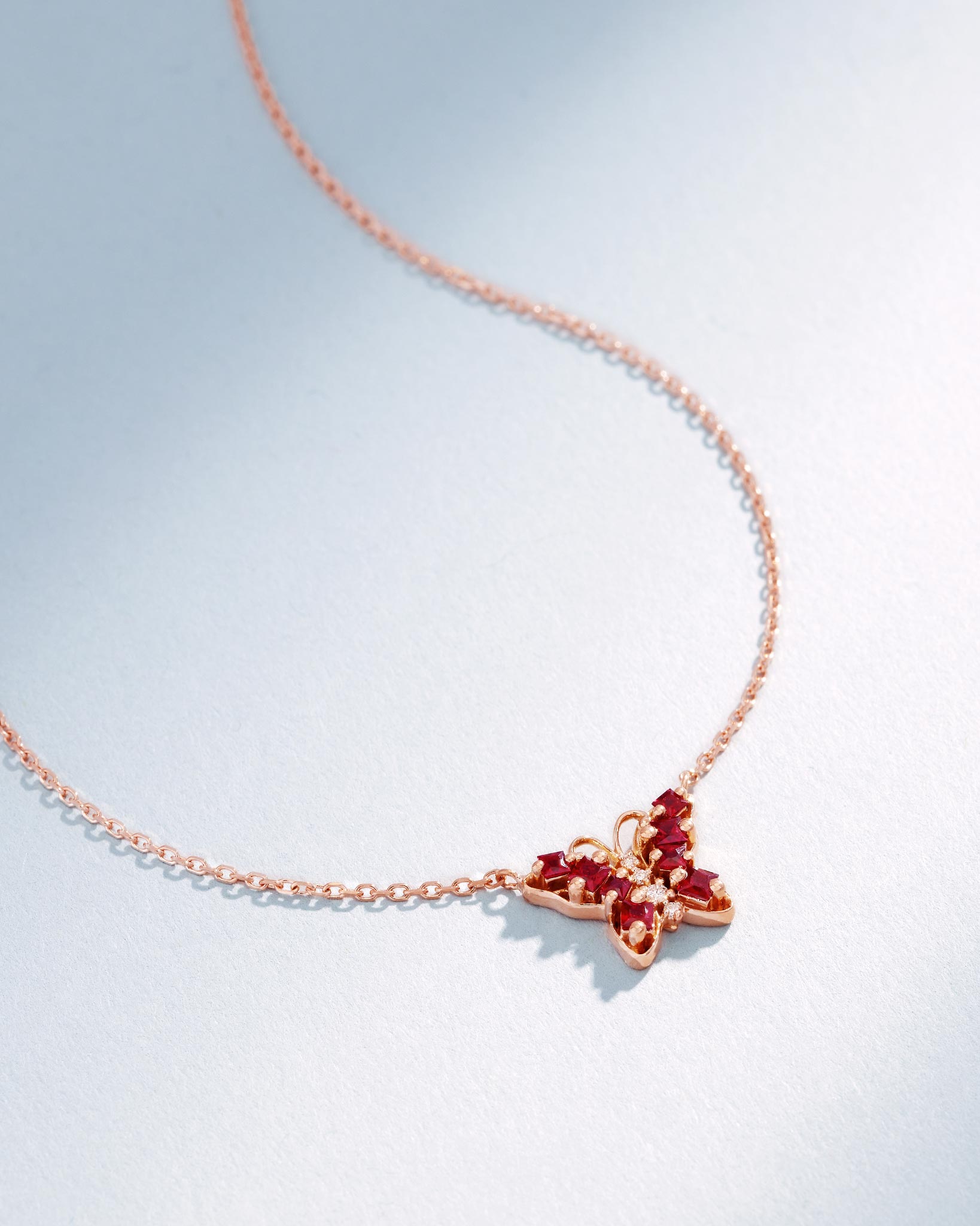 Suzanne Kalan Princess Ruby Mini Butterfly Pendant in 18k rose gold