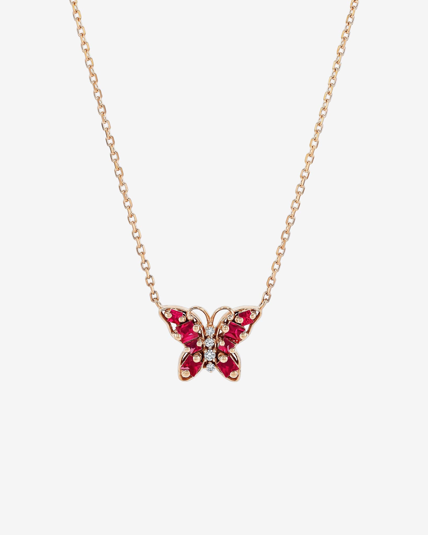 Suzanne Kalan Princess Ruby Mini Butterfly Pendant in 18k rose gold