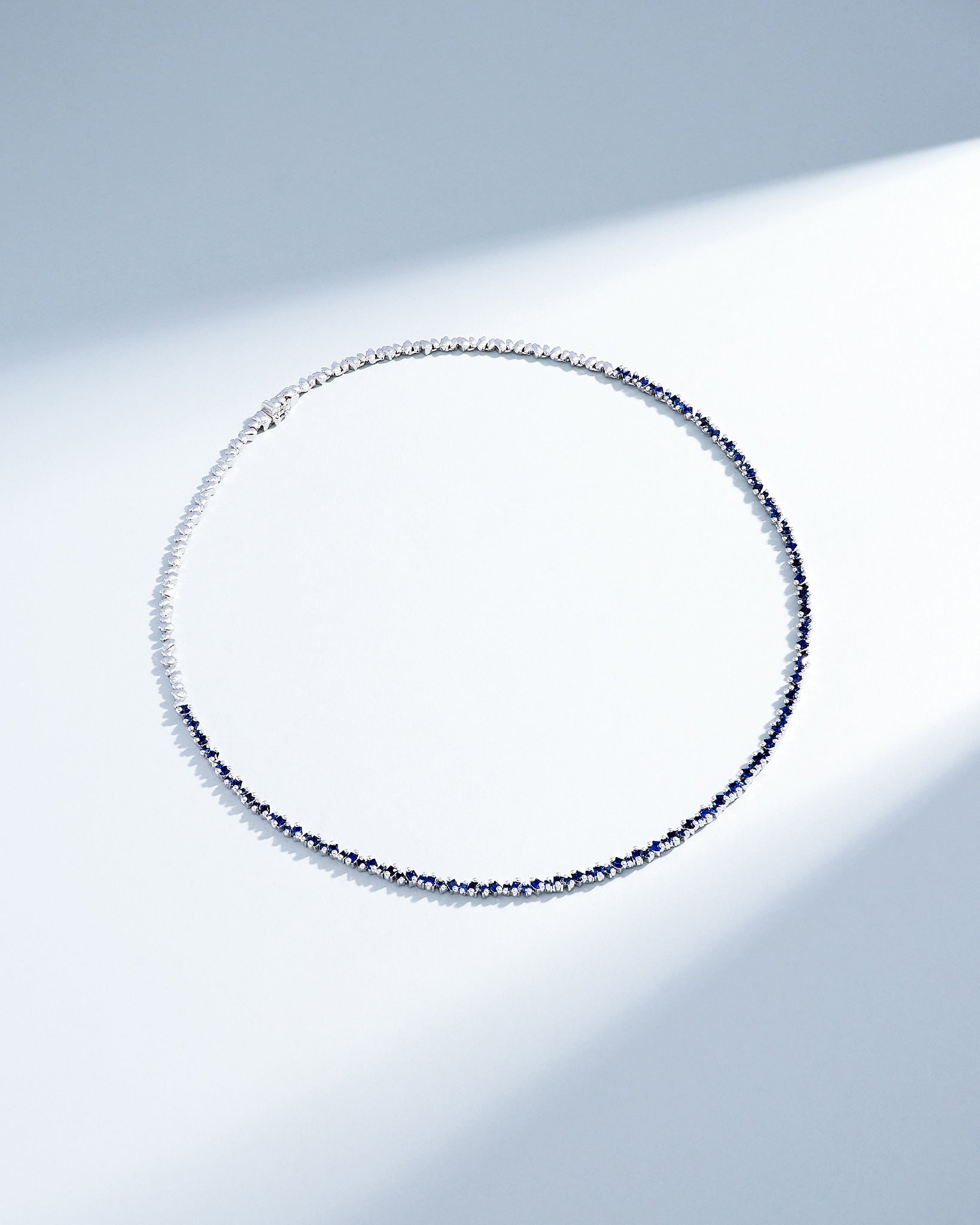 Suzanne Kalan La Fantaisie Cosmic Dark Blue Sapphire Tennis Necklace in 18k white gold