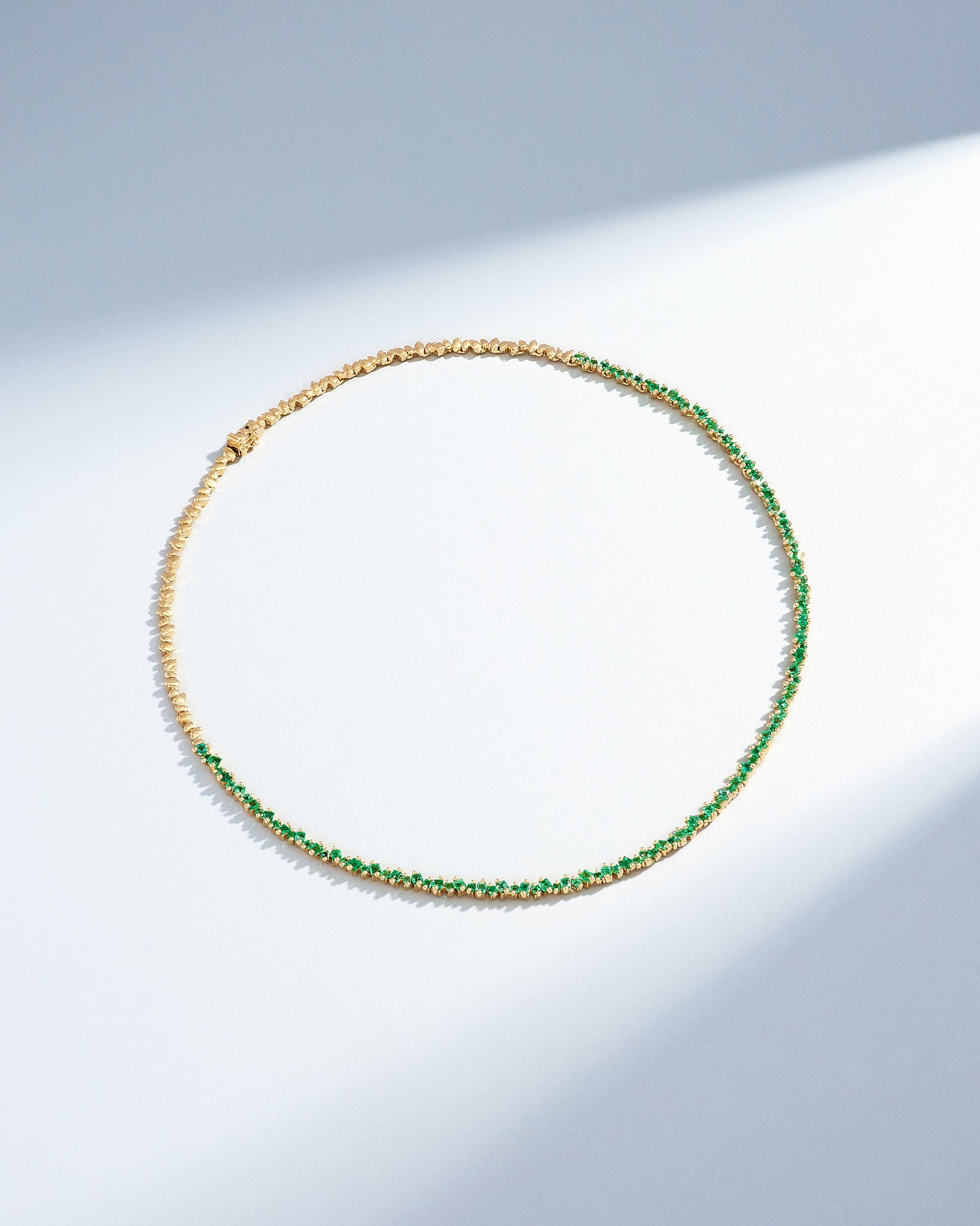 Suzanne Kalan La Fantaisie Cosmic Emerald Tennis Necklace in 18k yellow gold