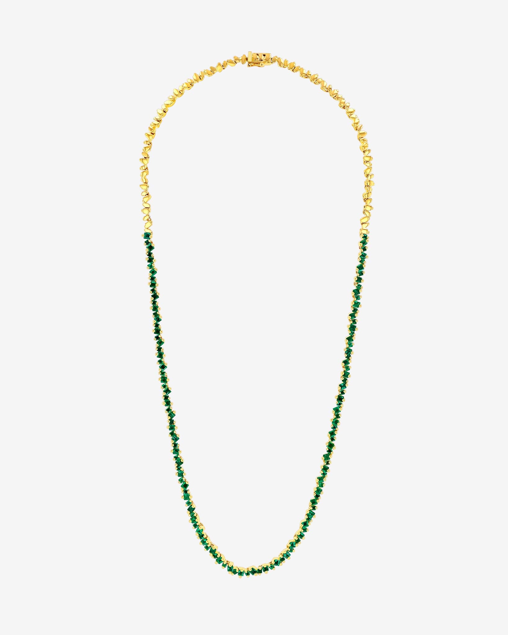 Suzanne Kalan La Fantaisie Cosmic Emerald Tennis Necklace in 18k yellow gold