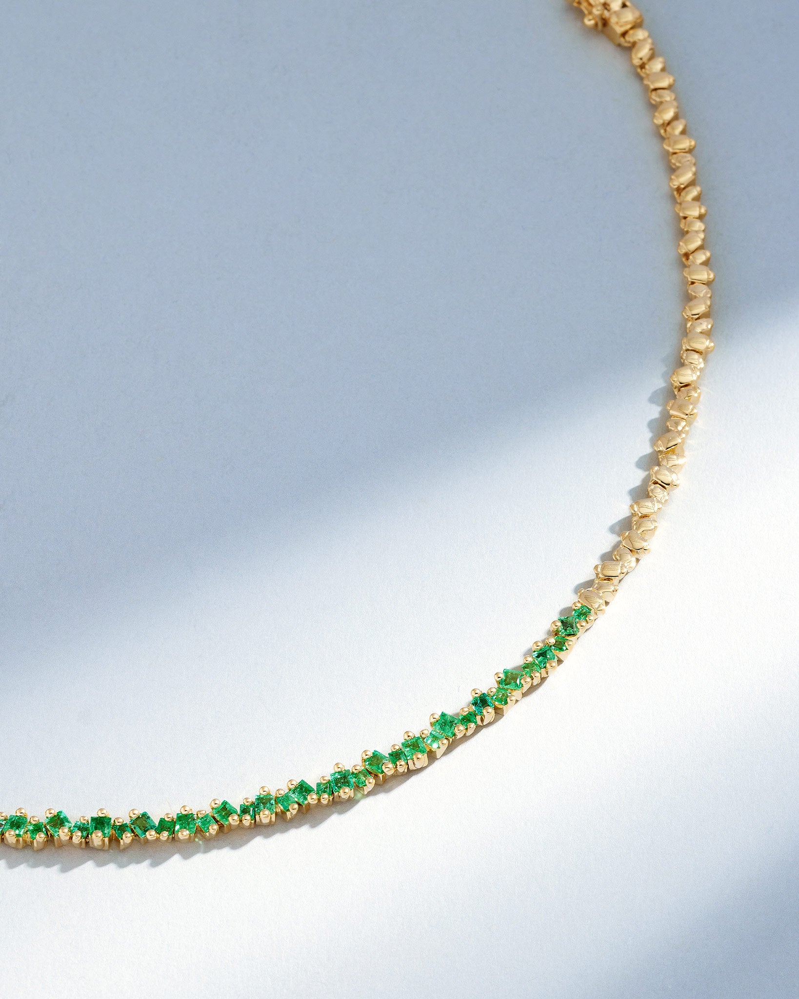 Suzanne Kalan La Fantaisie Cosmic Emerald Tennis Necklace in 18k yellow gold