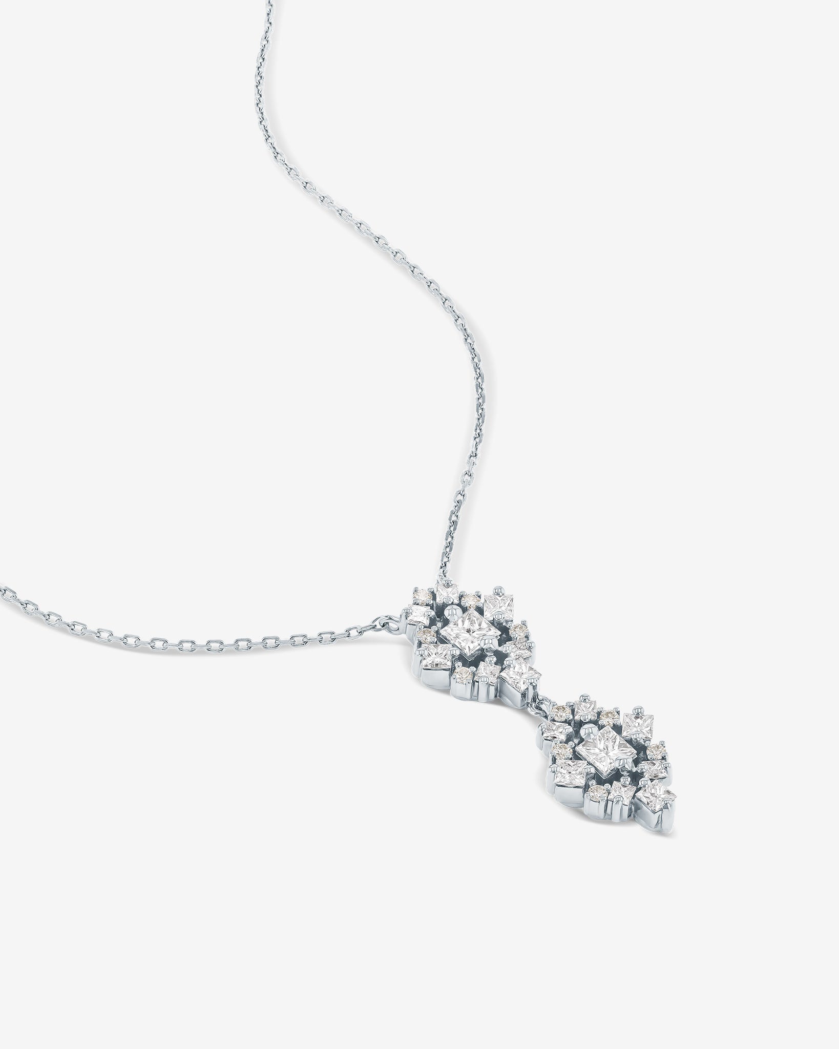 Suzanne Kalan La Fantaisie Double Star Diamond Pendant in 18k white gold