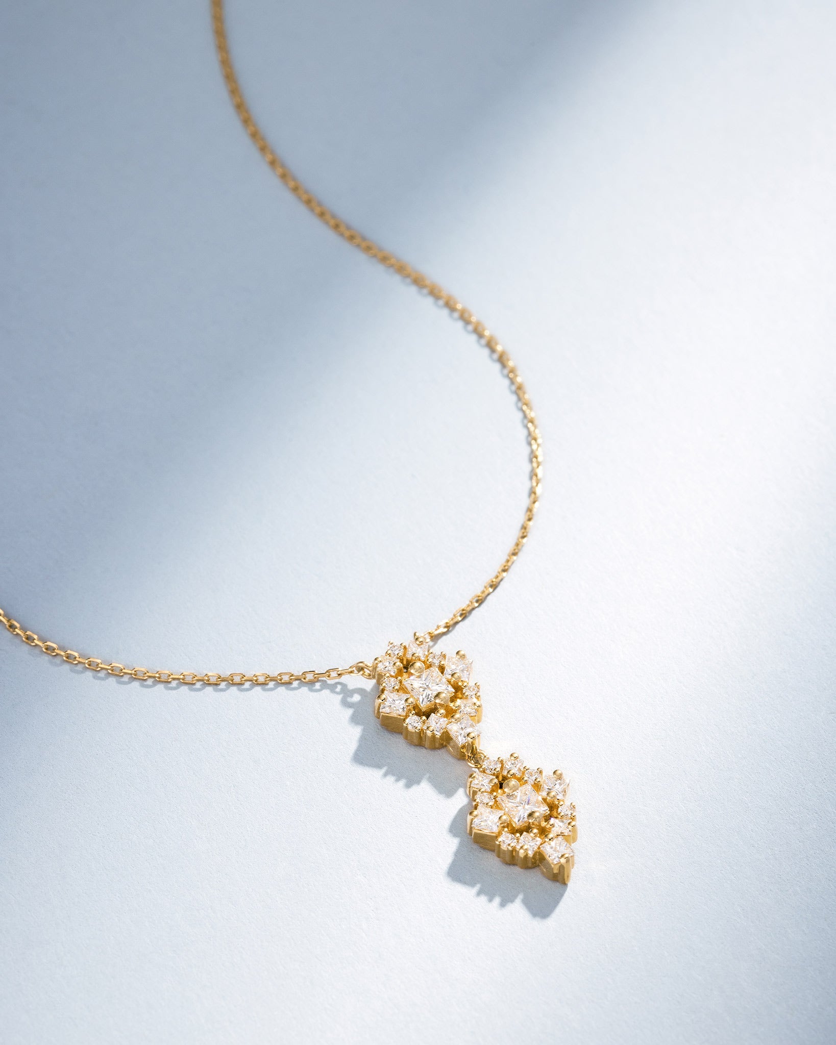 Suzanne Kalan La Fantaisie Double Star Diamond Pendant in 18k yellow gold