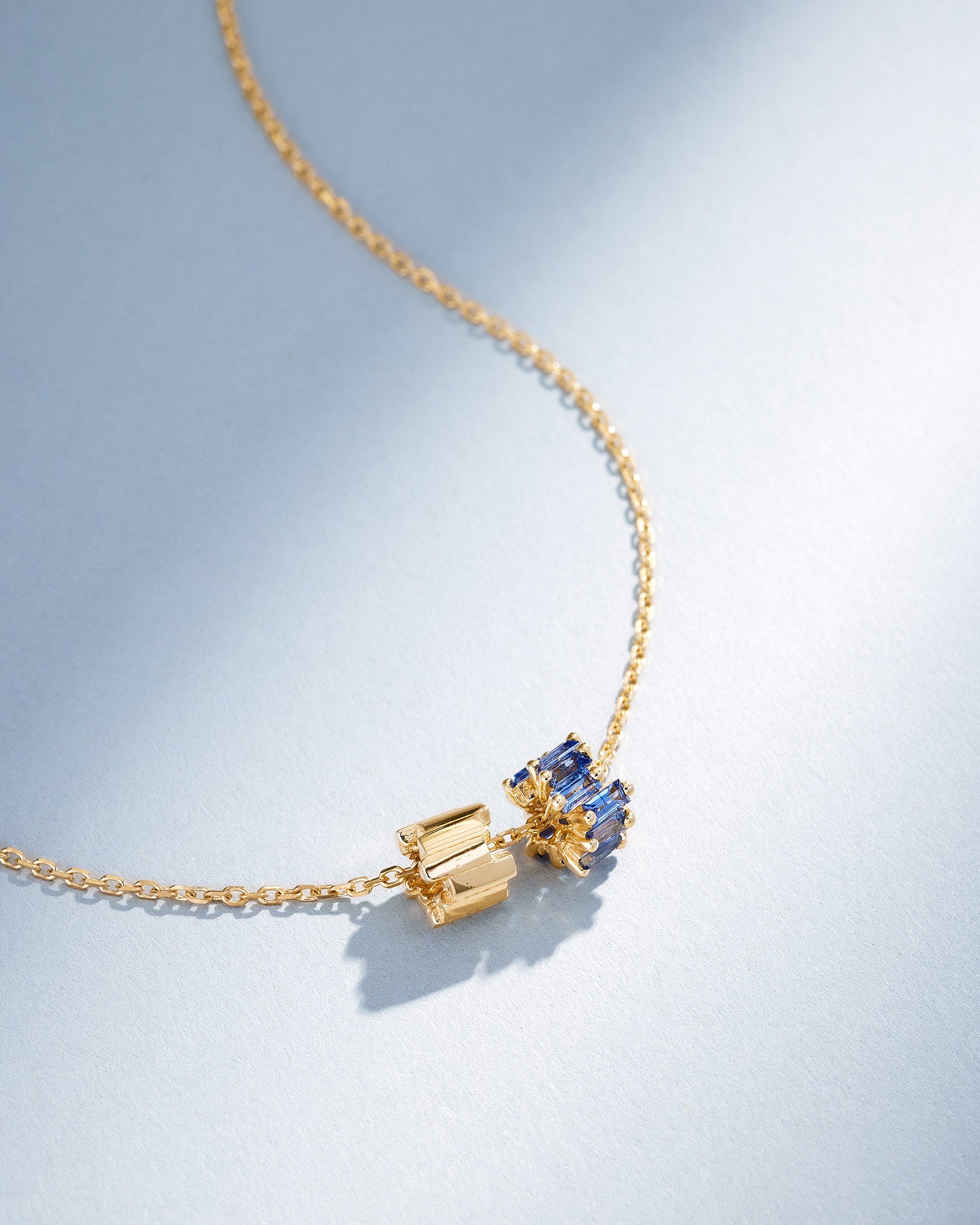 Suzanne Kalan Infinite Light Blue Sapphire & Golden Rondelle Pendant in 18k yellow gold