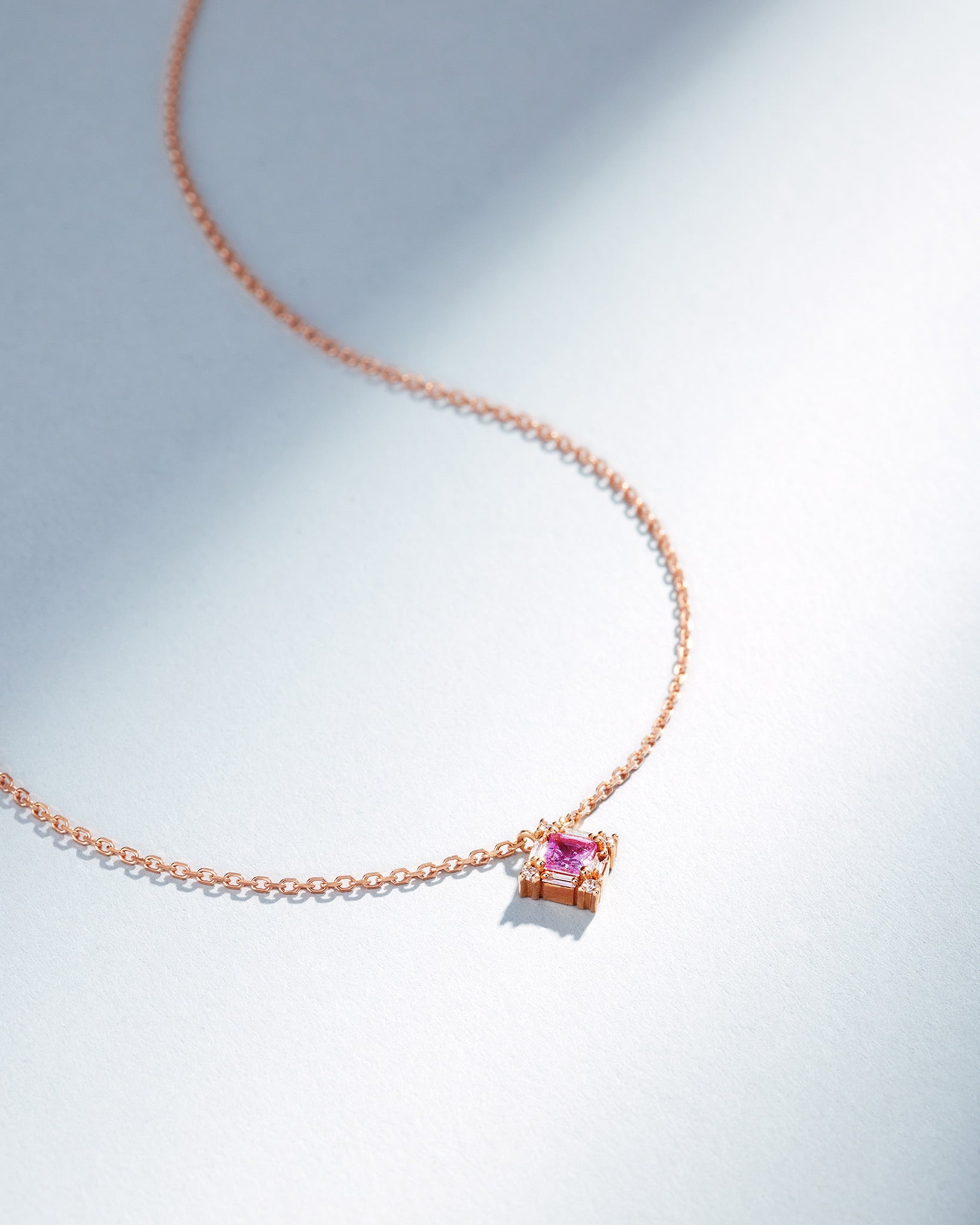 Suzanne Kalan Princess Mini Pink Sapphire Pendant in 18k rose gold