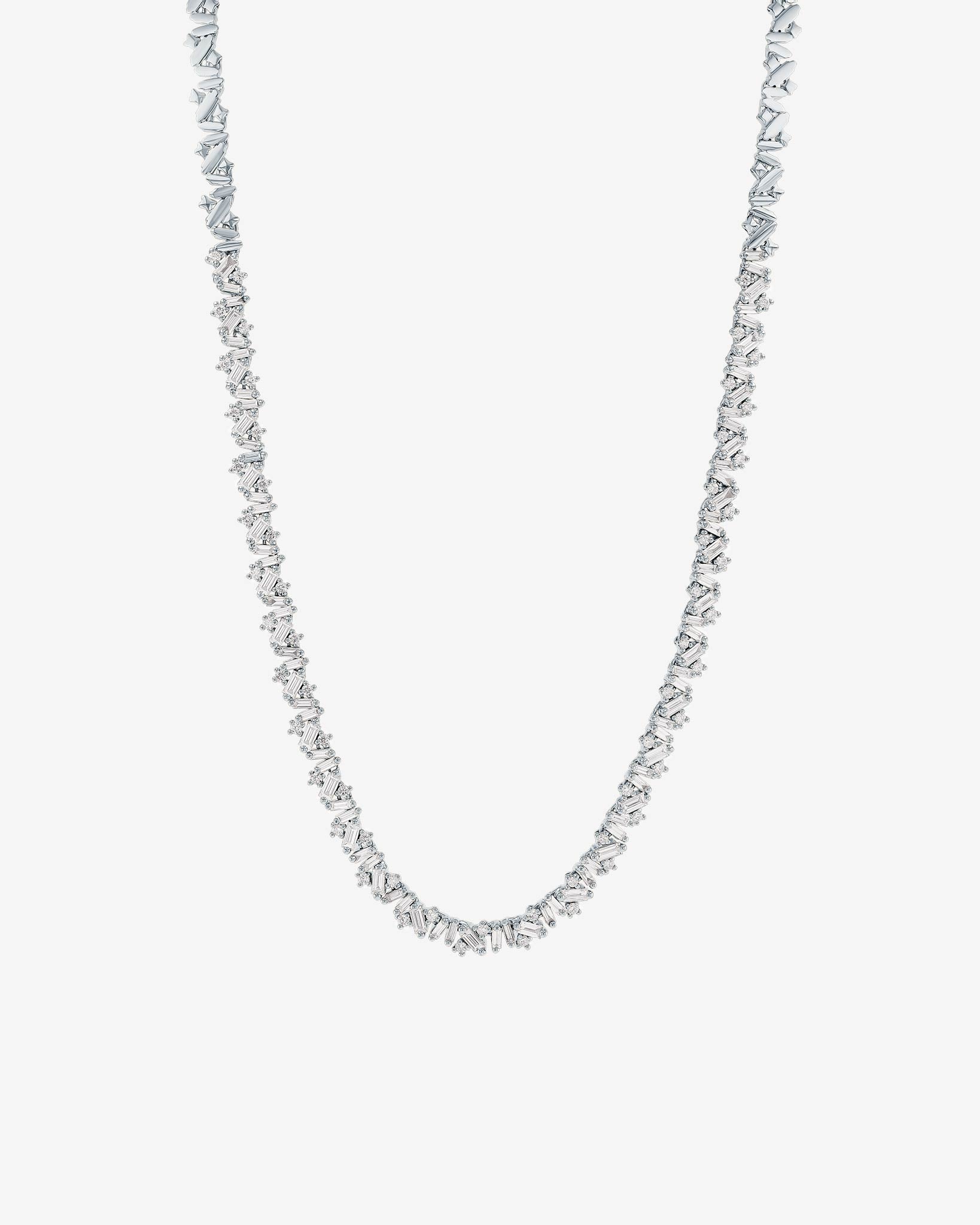 Suzanne Kalan Frenzy Diamond Tennis Necklace in 18k white gold