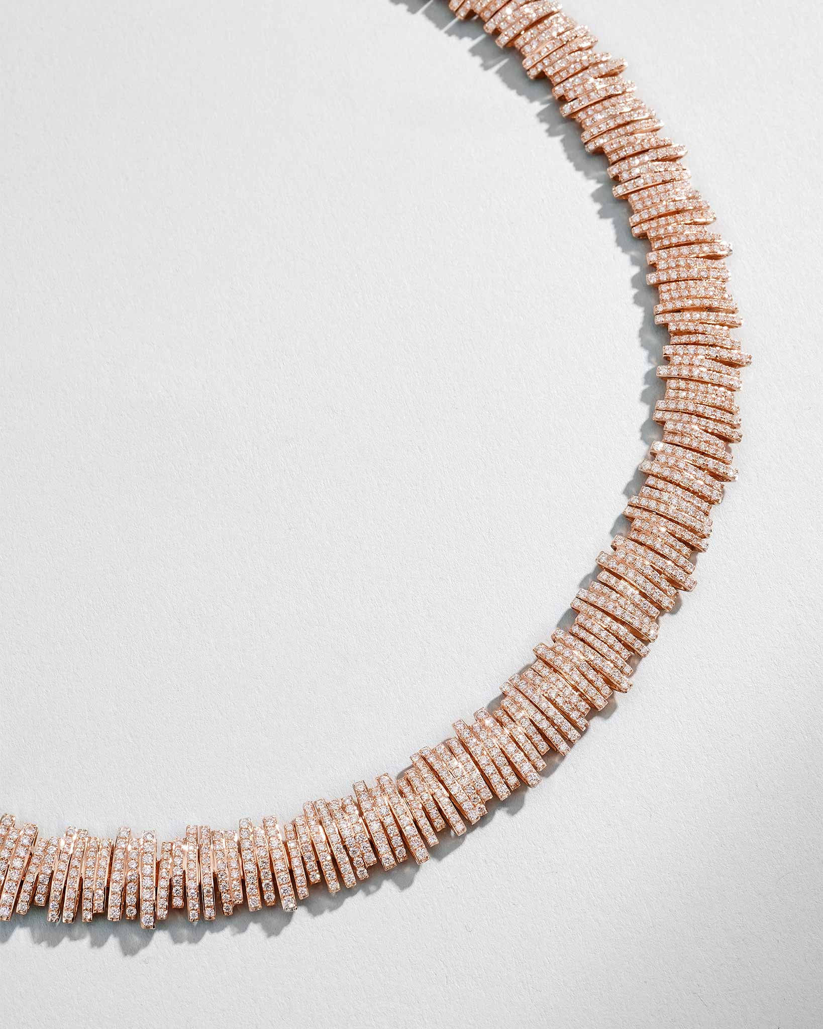 Suzanne Kalan Classic Gold Full Pave Tennis Necklace in 18k rose gold