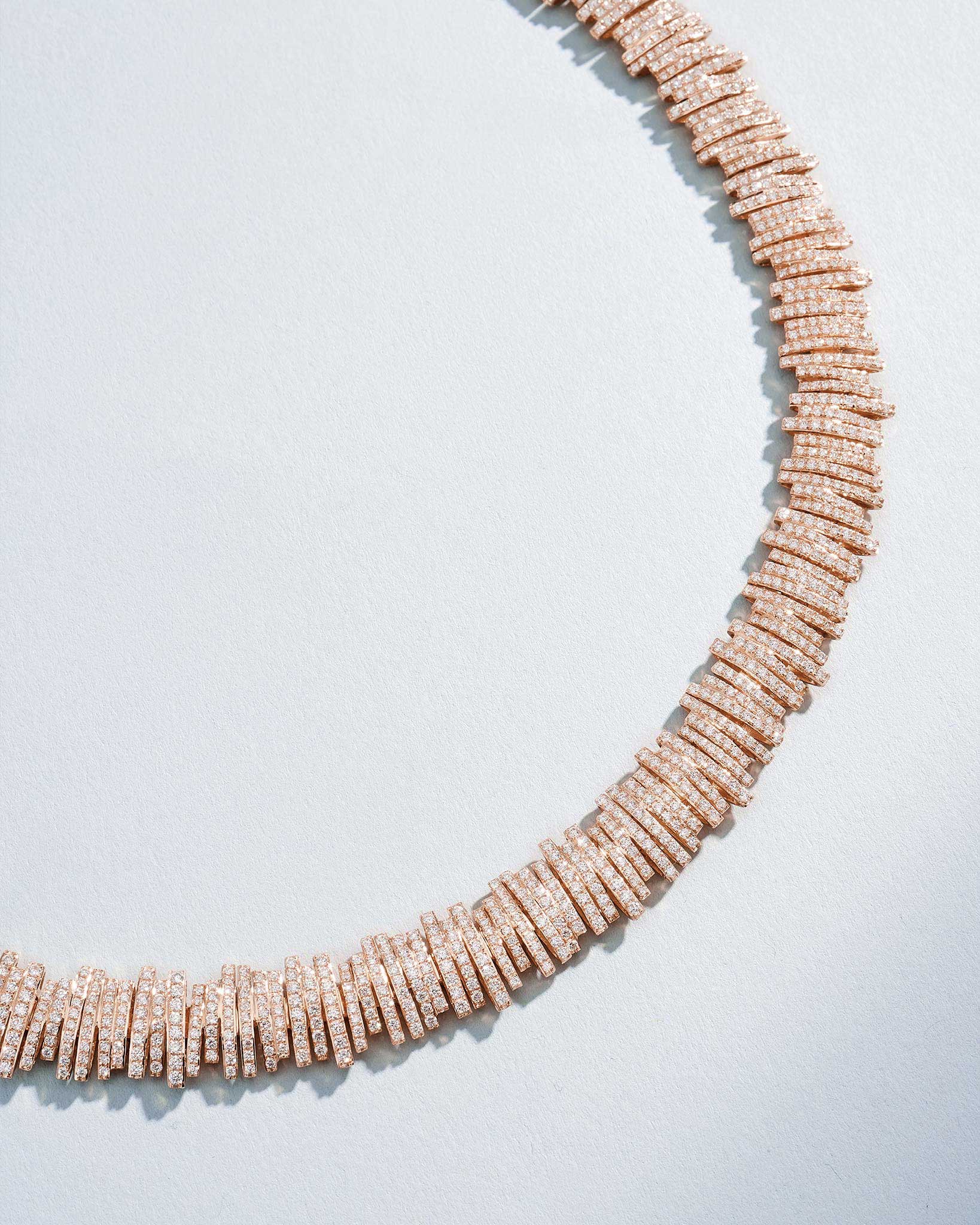 Suzanne Kalan Classic Gold Full Pave Tennis Necklace in 18k rose gold