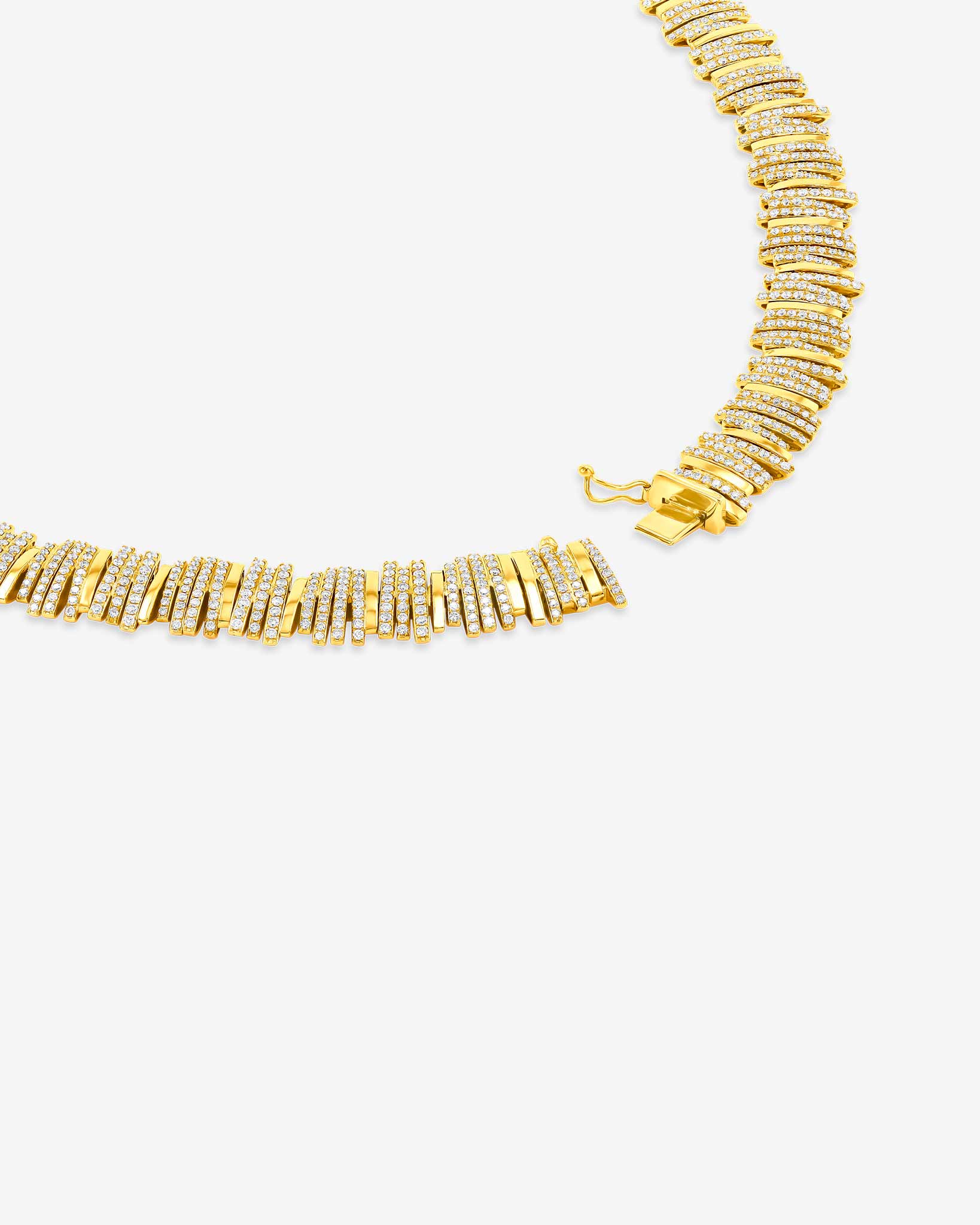 Suzanne Kalan Classic Diamond Half Pavé Tennis Necklace in 18k yellow gold