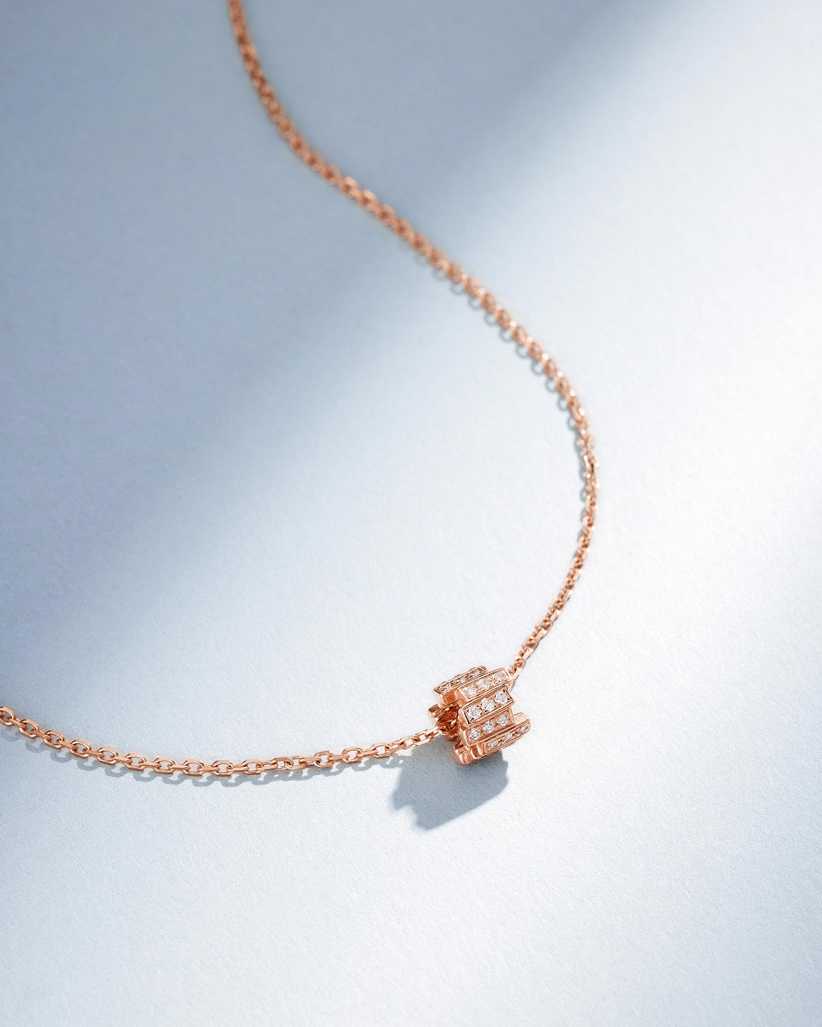 Suzanne Kalan Infinite Pave Diamond Mini Rondelle Pendant in 18k rose gold