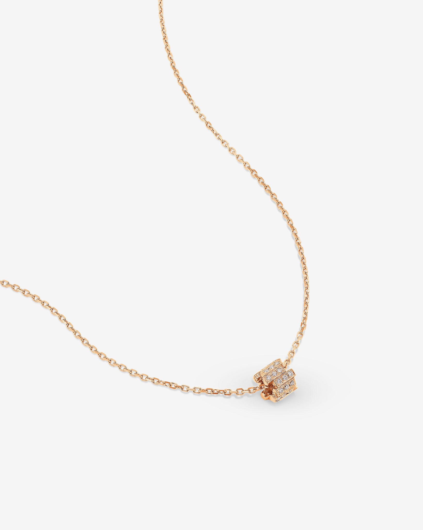Suzanne Kalan Infinite Pave Diamond Mini Rondelle Pendant in 18k rose gold