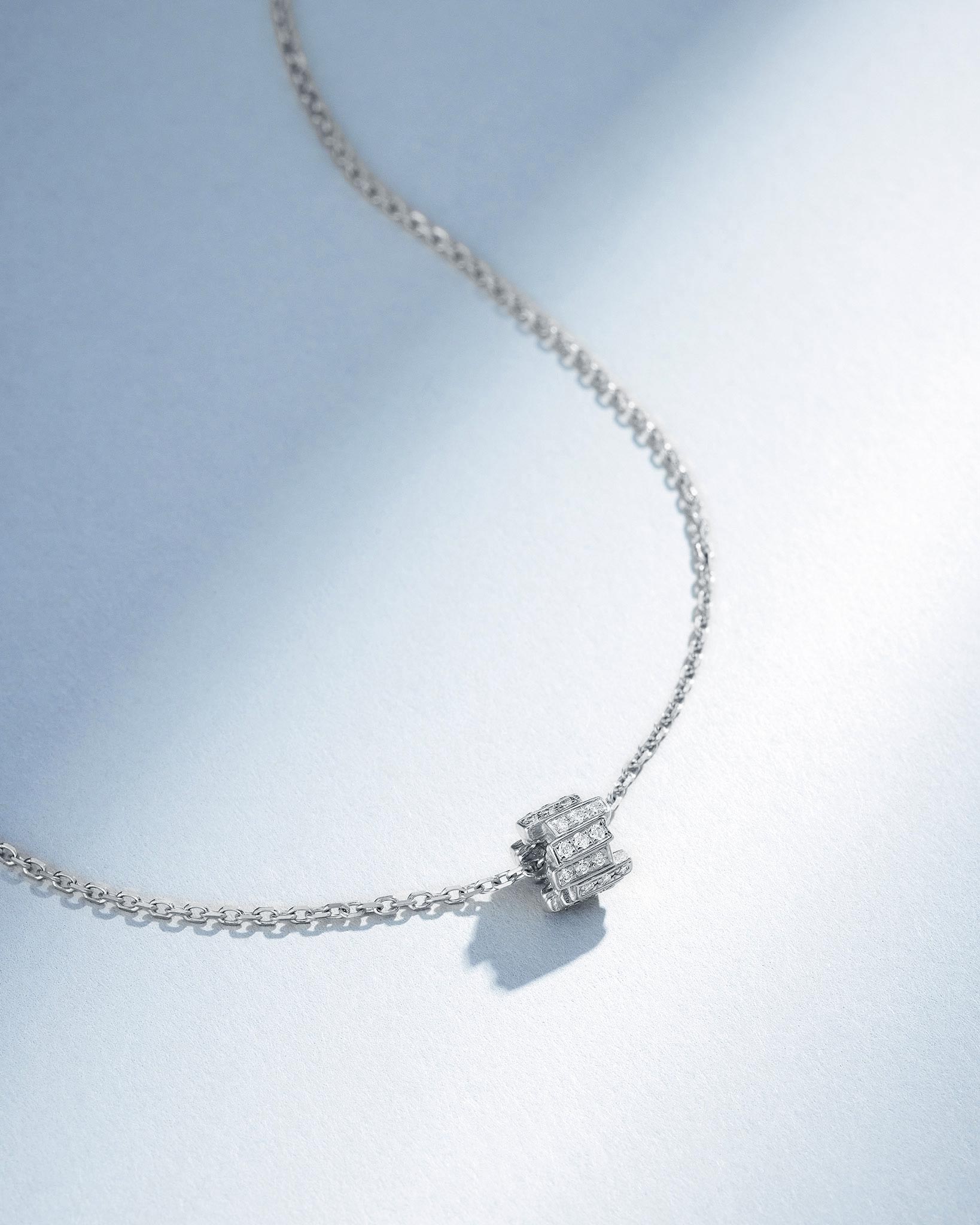 Suzanne Kalan Infinite Pave Diamond Mini Rondelle Pendant in 18k white gold