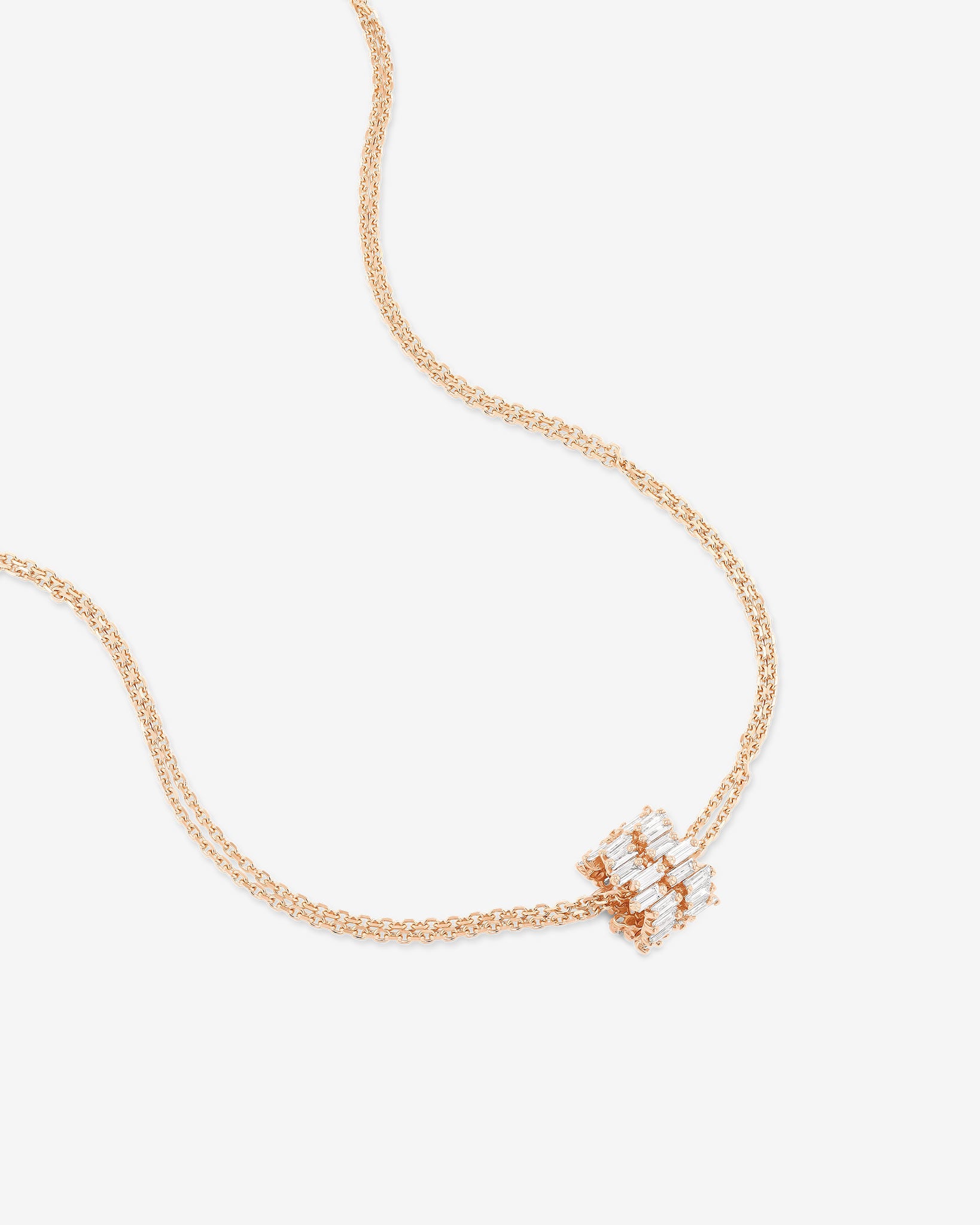 Suzanne Kalan Infinite Double Row Diamond Rondelle Pendant in 18k rose gold