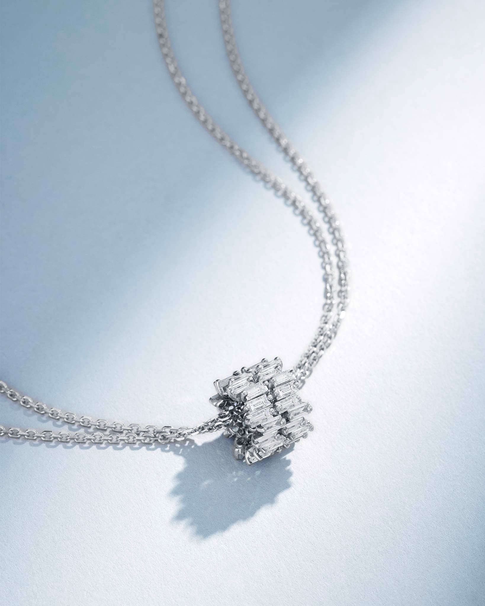 Suzanne Kalan Infinite Double Row Diamond Rondelle Pendant in 18k white gold