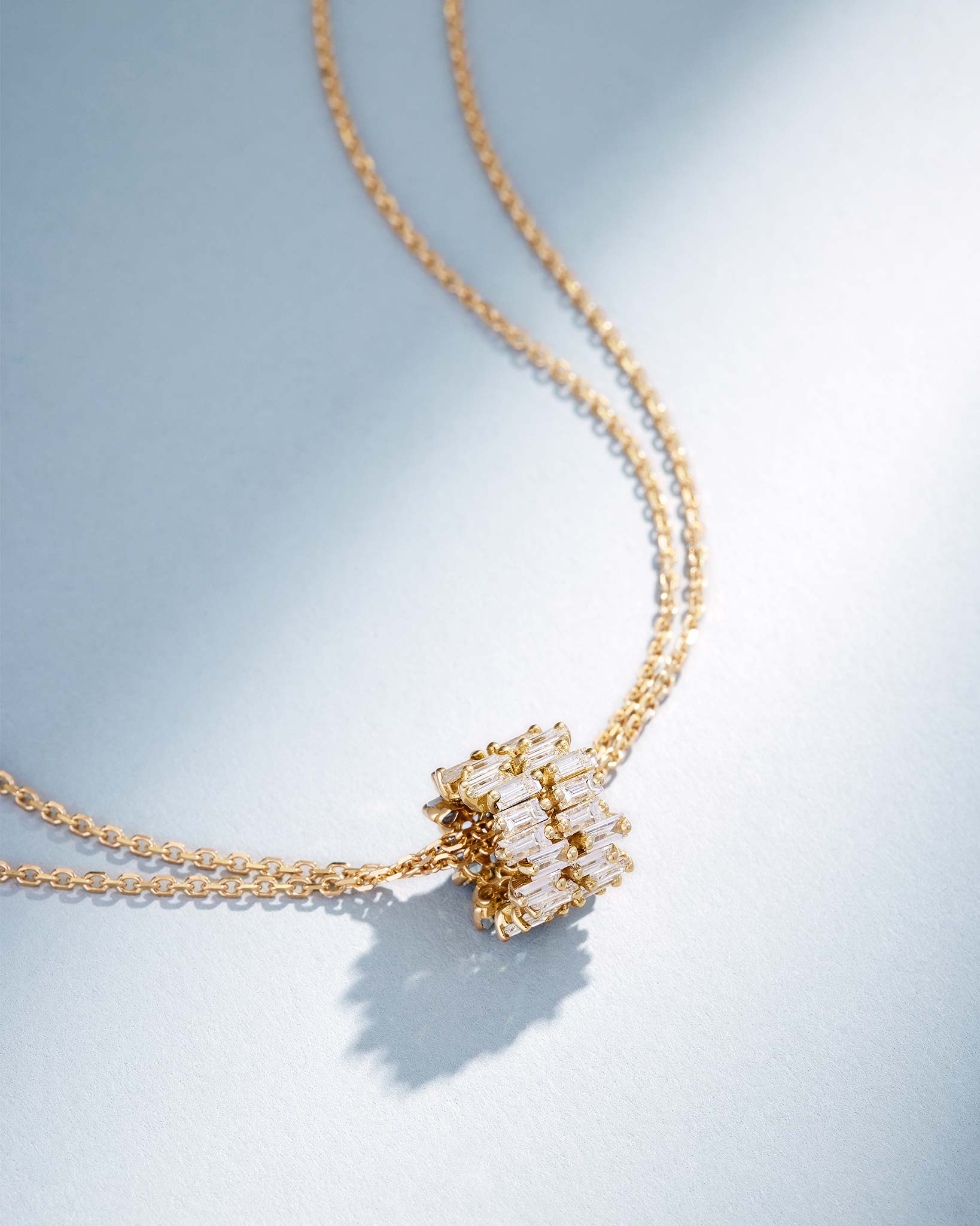Suzanne Kalan Infinite Double Row Diamond Rondelle Pendant in 18k yellow gold
