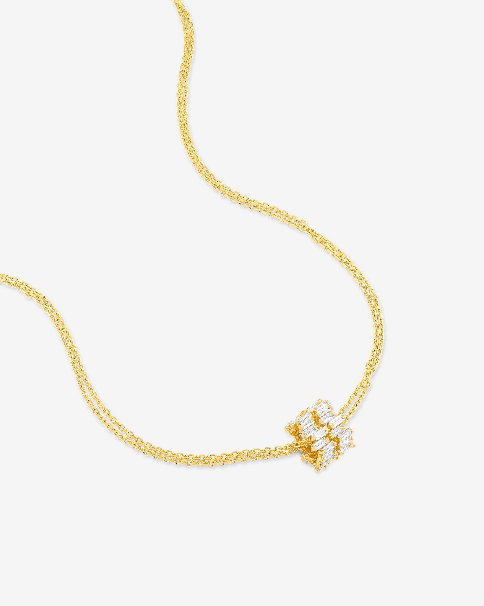Suzanne Kalan Infinite Double Row Diamond Rondelle Pendant in 18k yellow gold