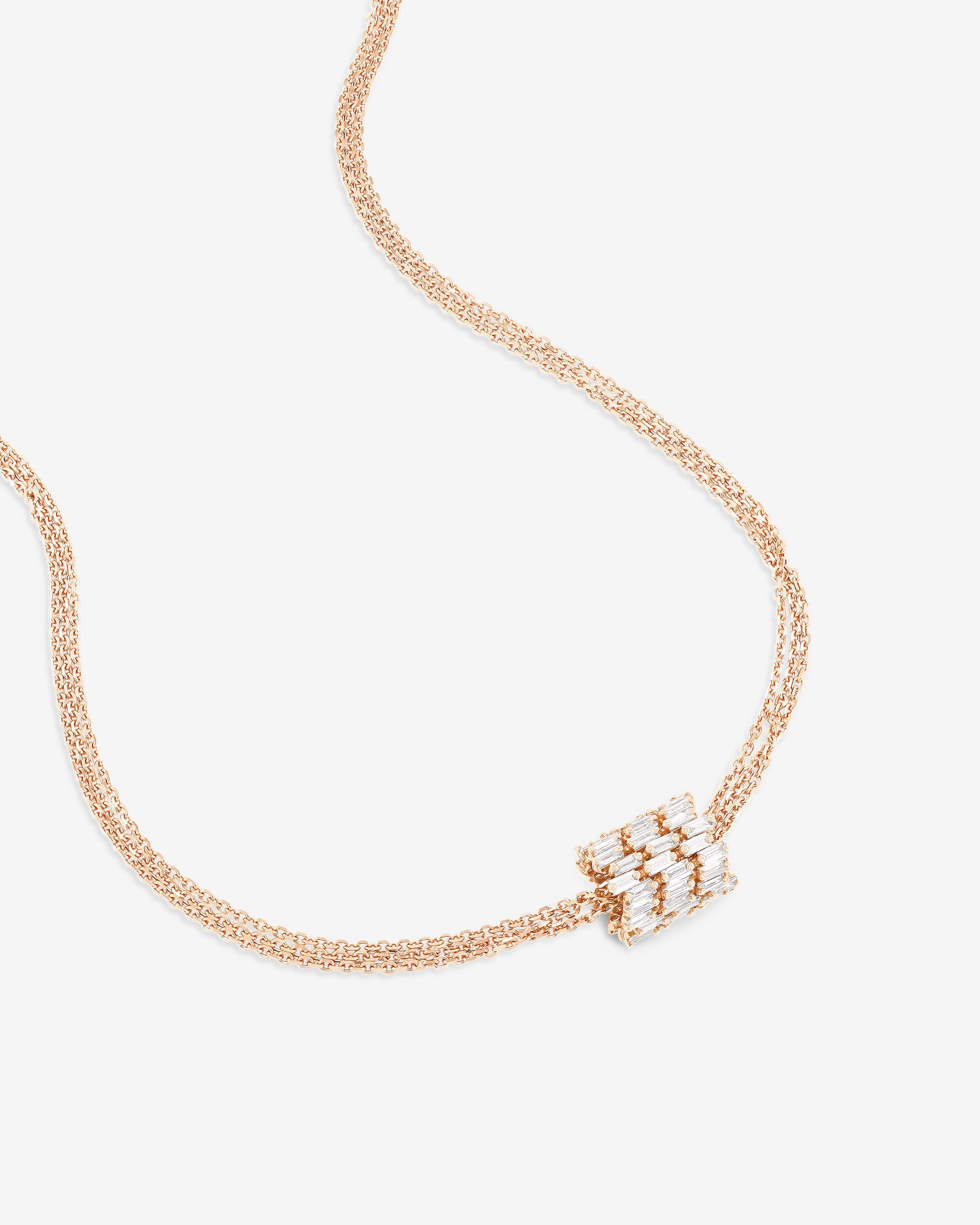Suzanne Kalan Infinite Triple Row Diamond Rondelle Pendant in 18k rose gold