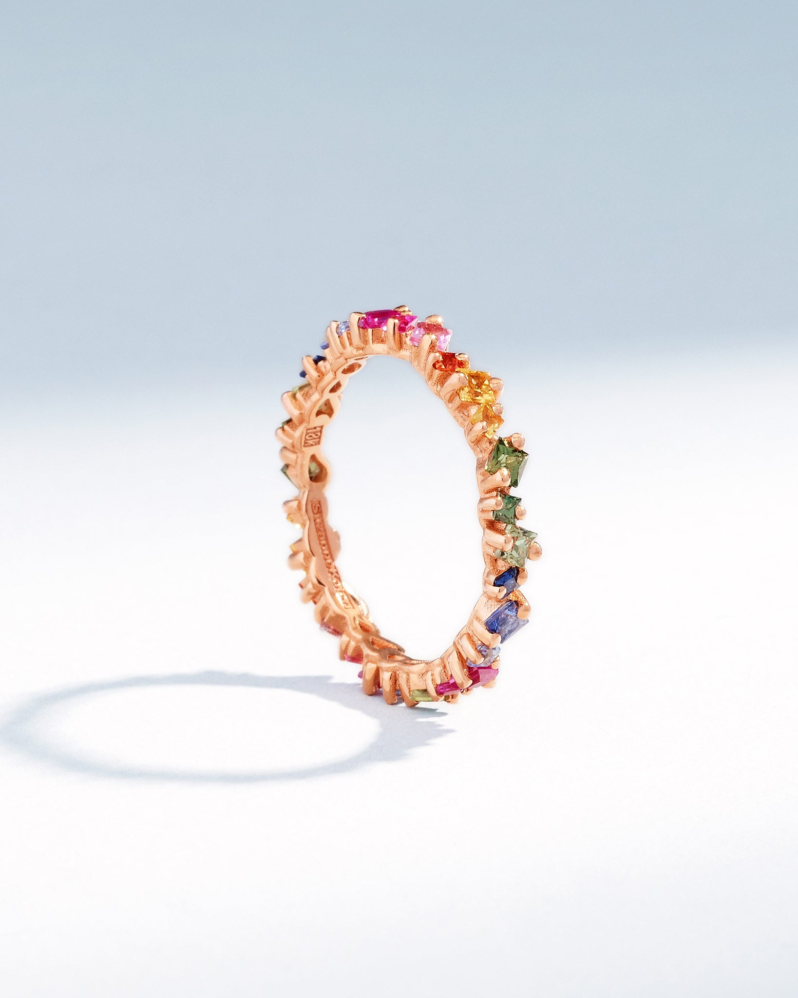 Suzanne Kalan La Fantaisie Cosmic Rainbow Sapphire Eternity Band in 18k rose gold