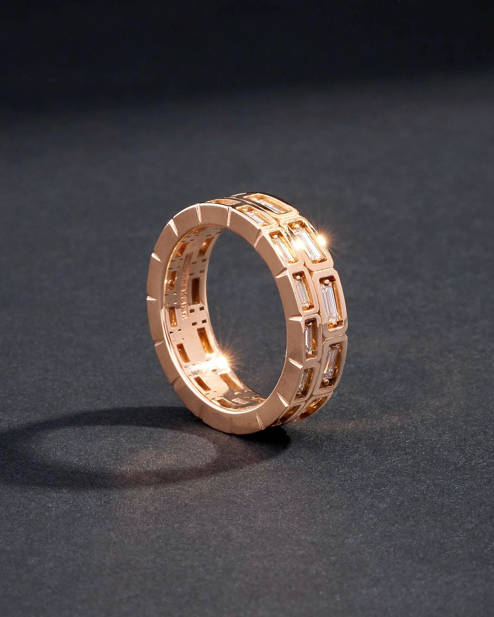 Suzanne Kalan Inlay Medium Horizontal Diamond Eternity Band in 18k rose gold