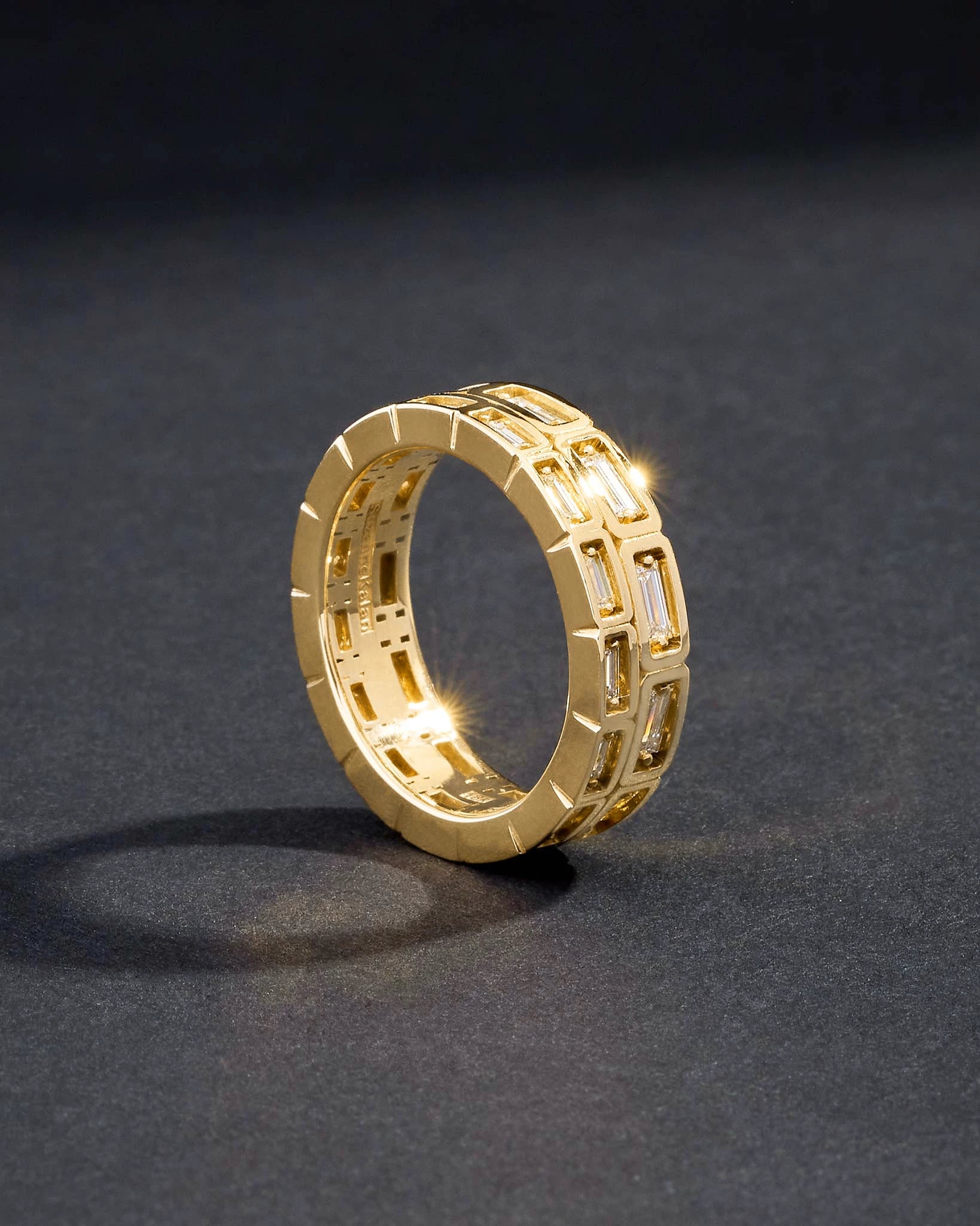 Suzanne Kalan Inlay Medium Horizontal Diamond Eternity Band in 18k yellow gold